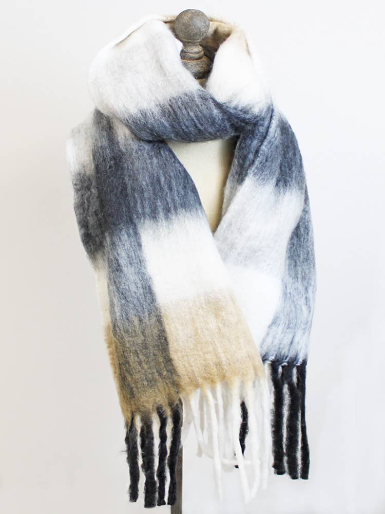 SOFT RECYCLED POLYESTER SCARF (40 x 180cm) - NEUTRAL MIX