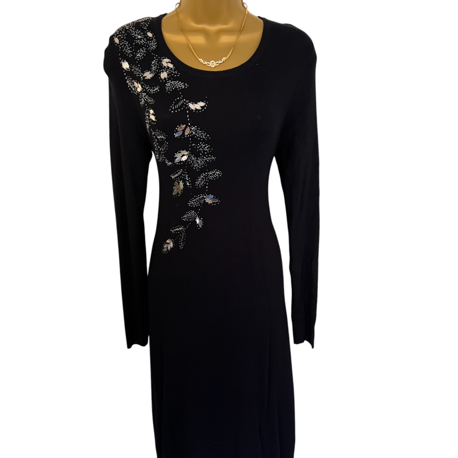 Clements Ribeiro Navy Embellished Jumper Dress UK 10