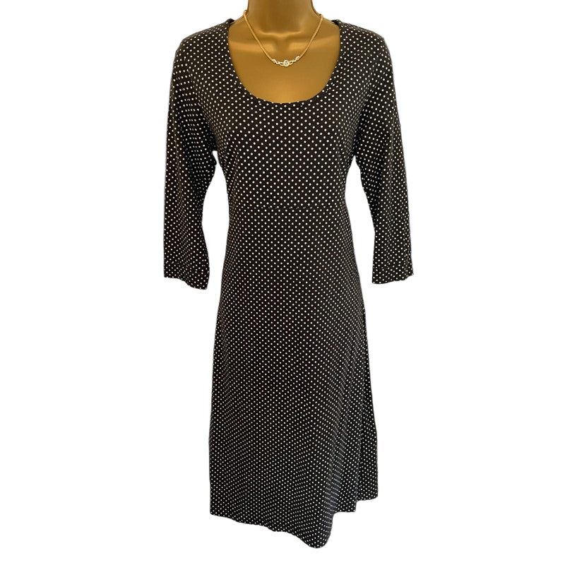 Adini Grey Polka Dot Cotton Jersey Dress UK 14