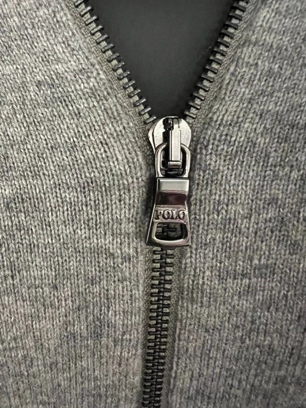 Polo Ralph Lauren Grey 100% Merino Wool Cardigan Size M