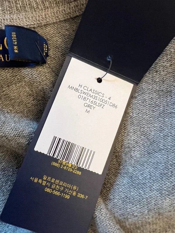 Polo Ralph Lauren Grey 100% Merino Wool Cardigan Size M