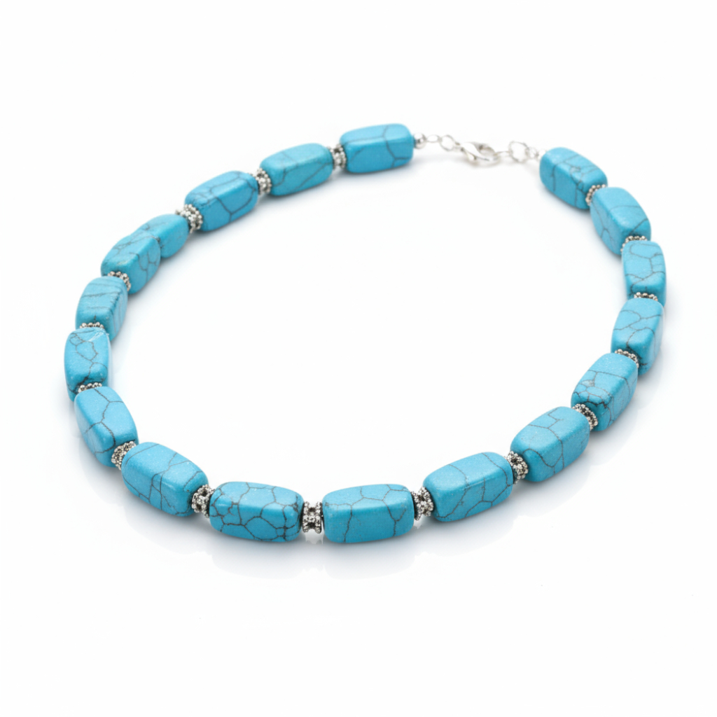 Turquoise Dyed Howlite Beaded Necklace