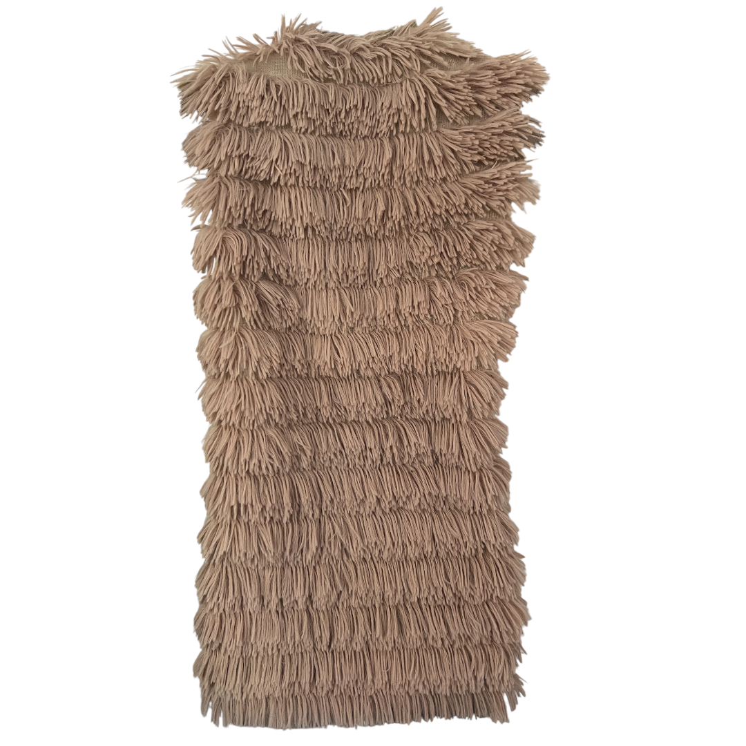 Fee Red Pink Blush Soft Shaggy Sleeveless Gilet UK 12