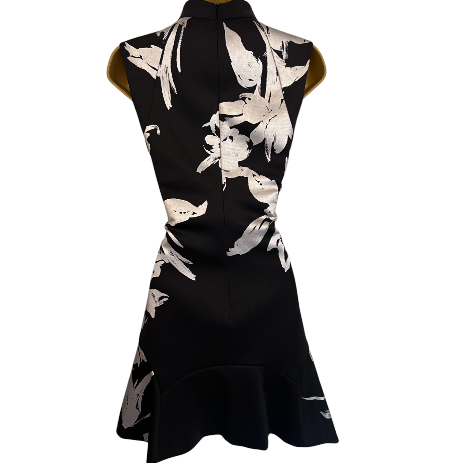 Karen Millen Black & Silver Floral Scuba Dress UK 10