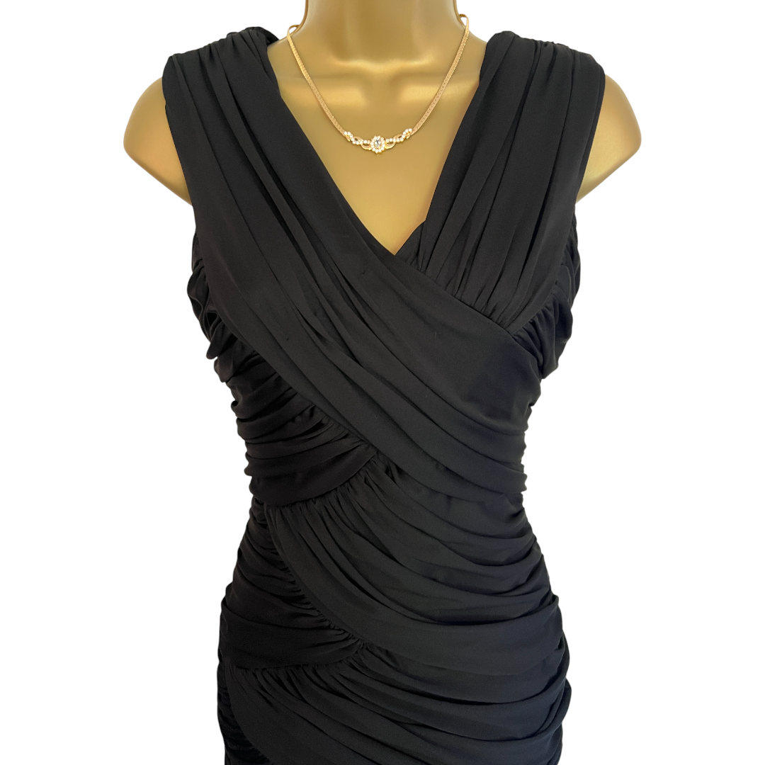 Phase Eight Womens Black Ruched Bodycon Dress UK 14