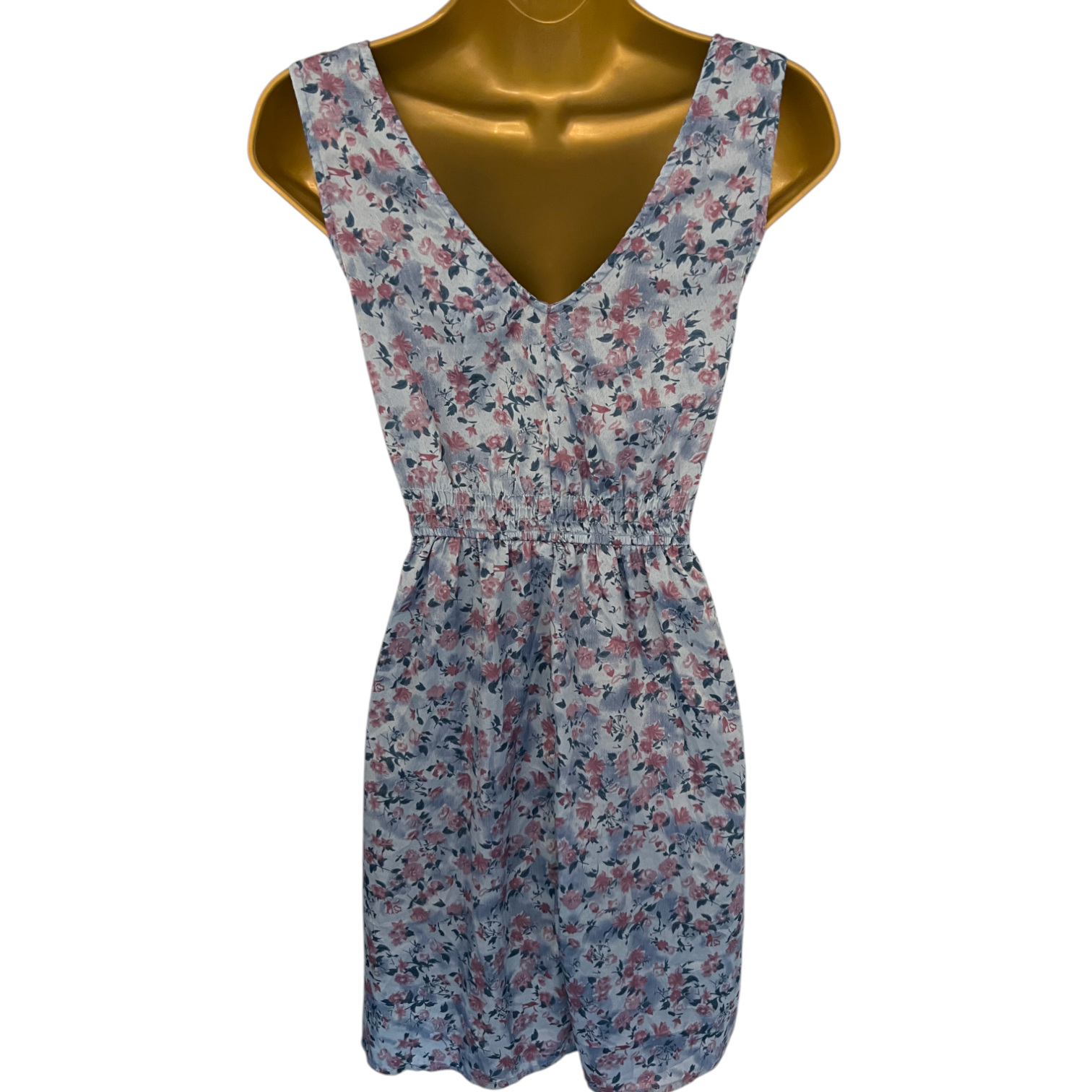 Band of Gypsies Blue Floral Silky Dress UK 8/10