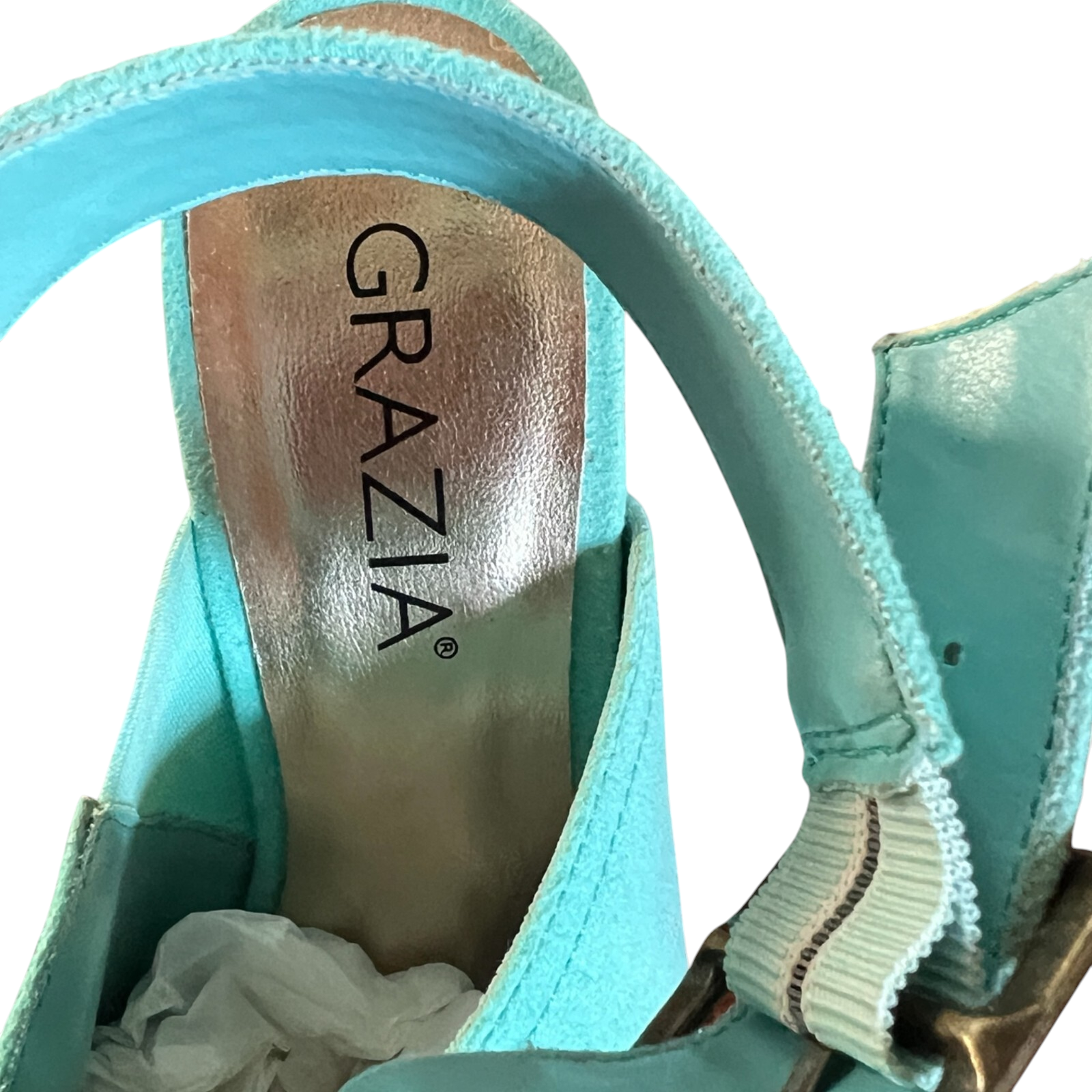 Grazia Turquoise Faux Suede Platform Sandals UK 6