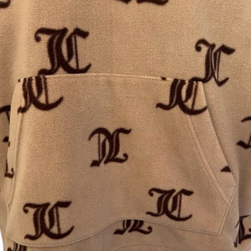 Juicy Couture Beige Brown Soft Fleece Zip Neck Top UK 12
