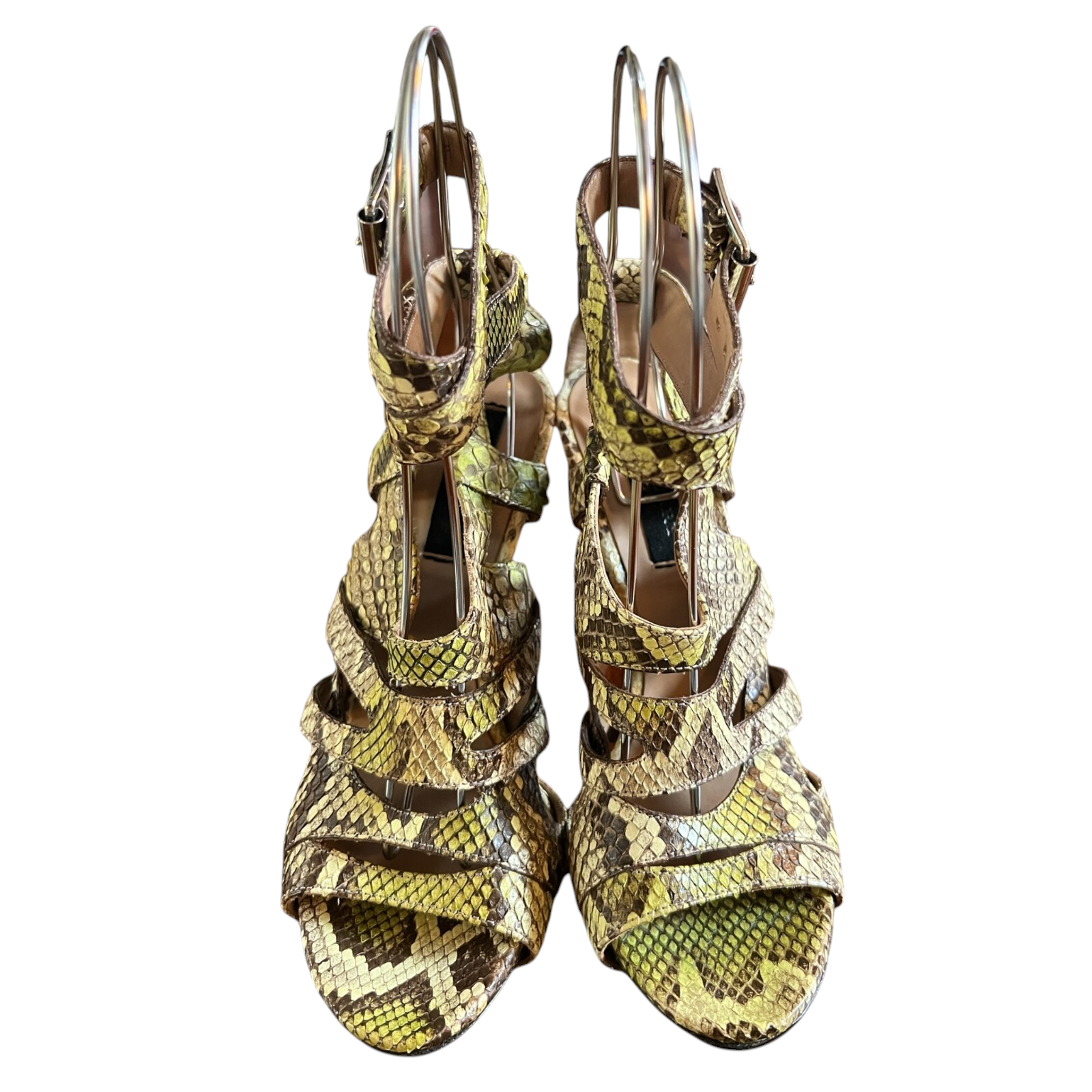 Burberry Prorsum Green Python Platform Heel Sandals UK 5.5