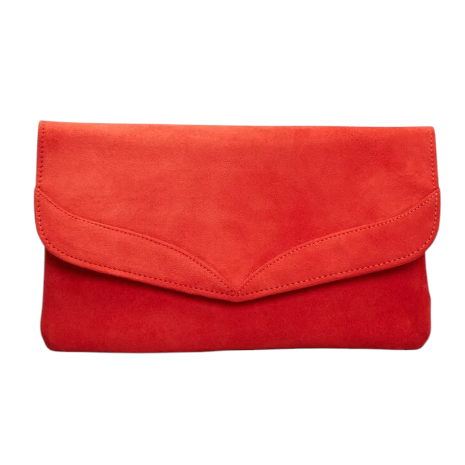 Phase Eight Caitlin Fire Red Suede Clutch Bag