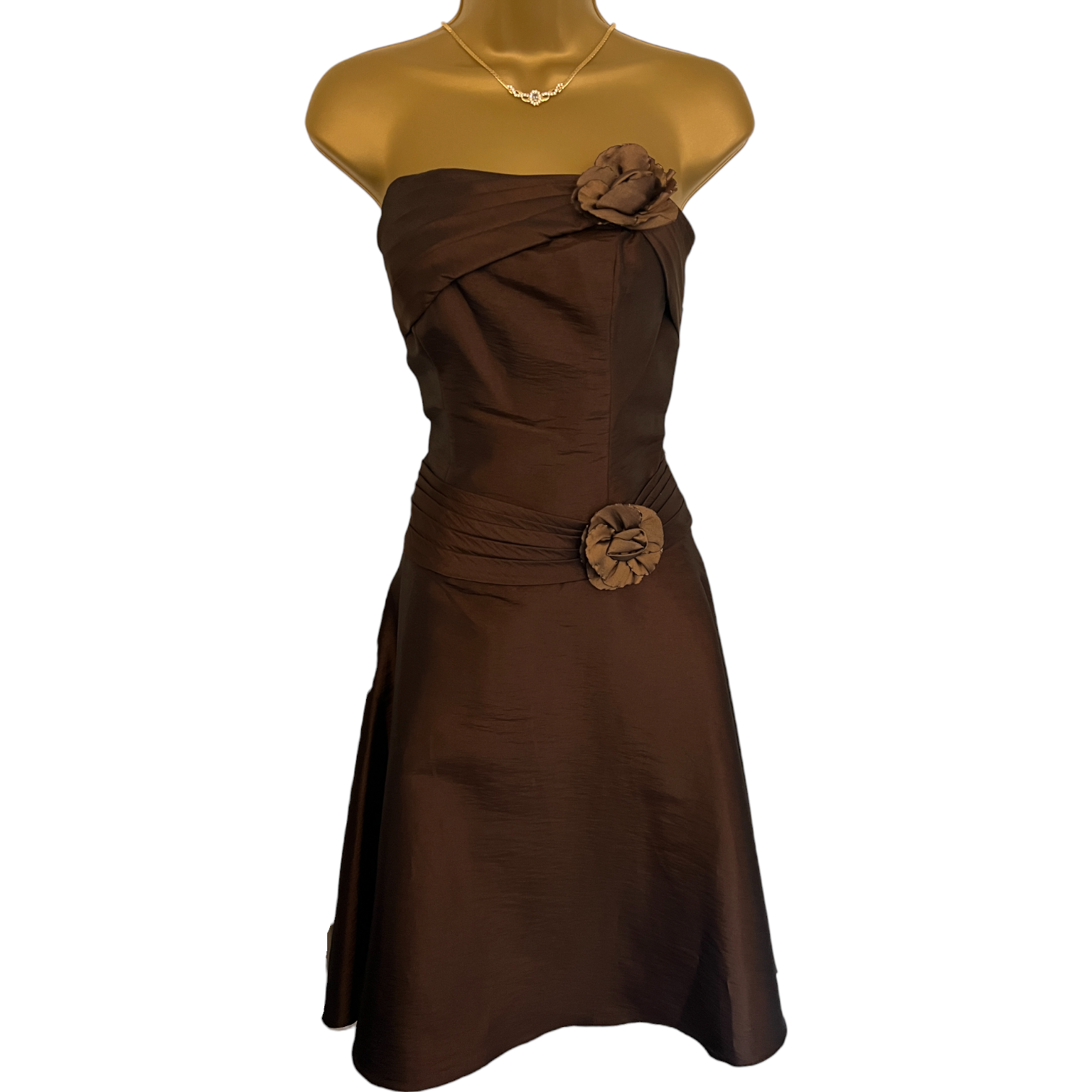 Sacha James Chocolate Brown Taffeta Dress UK 10