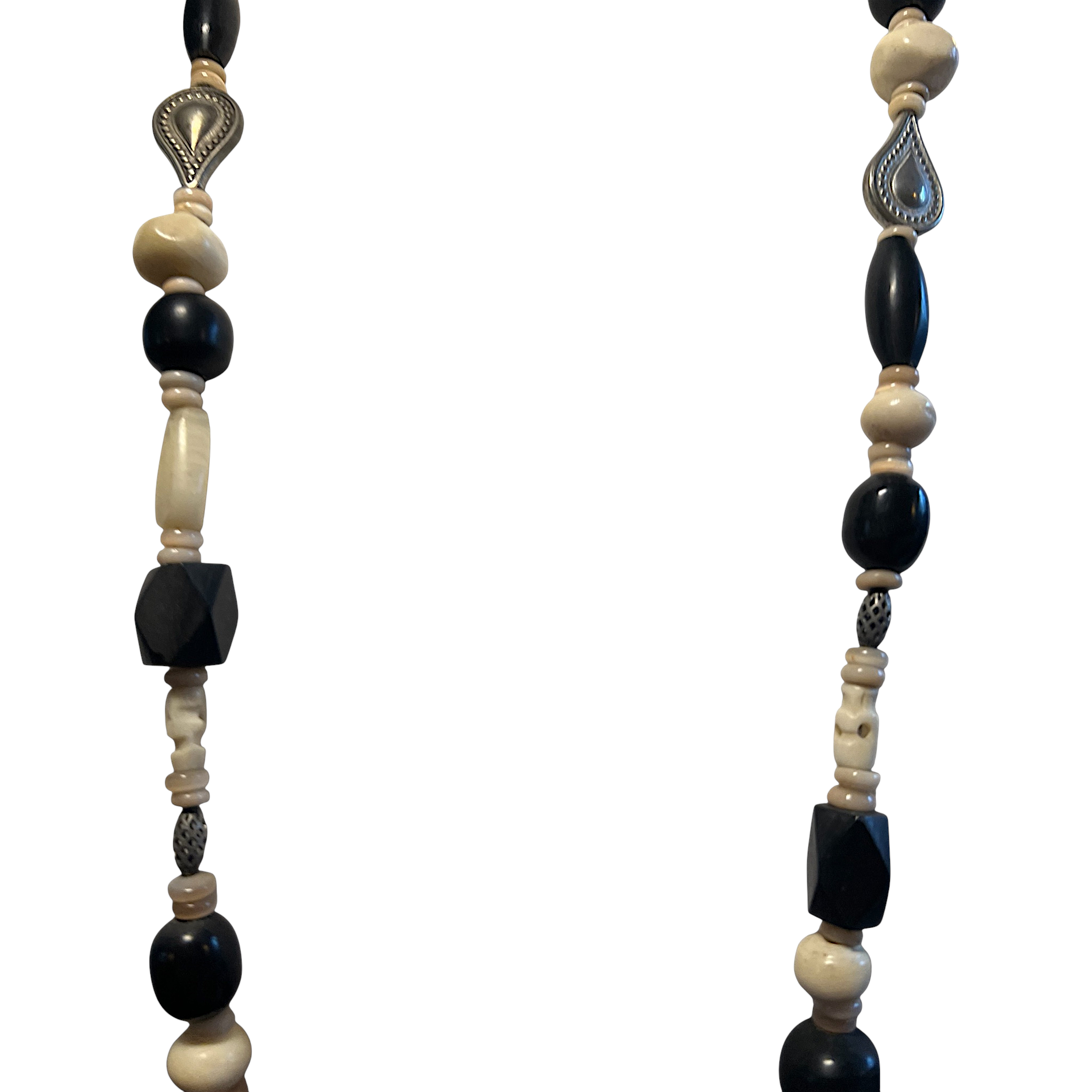 Vintage Black & Ivory Mixed Bead Necklace
