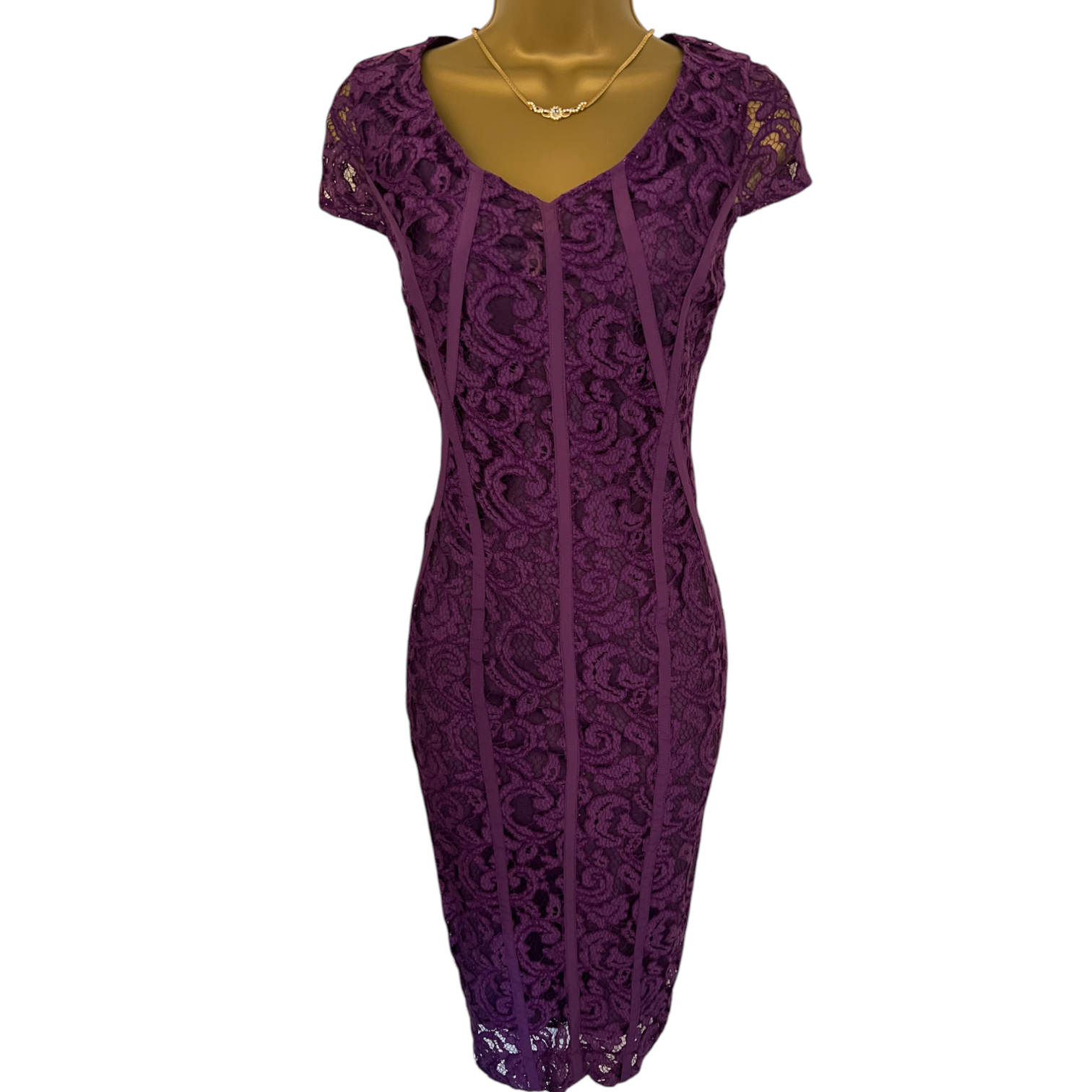 Per Una Purple Lace Overlay Dress UK 10