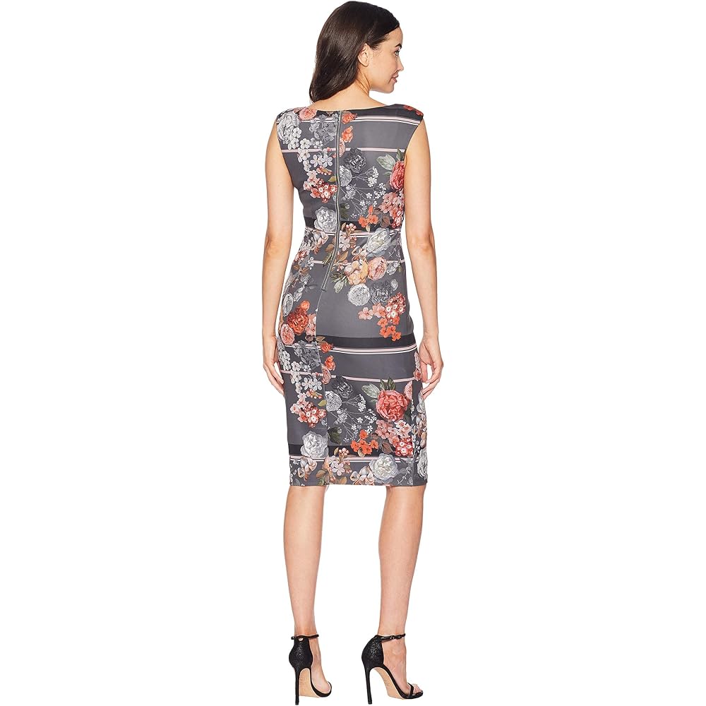 Adrianna Papell Grey Floral Pencil Occasion Dress UK 10