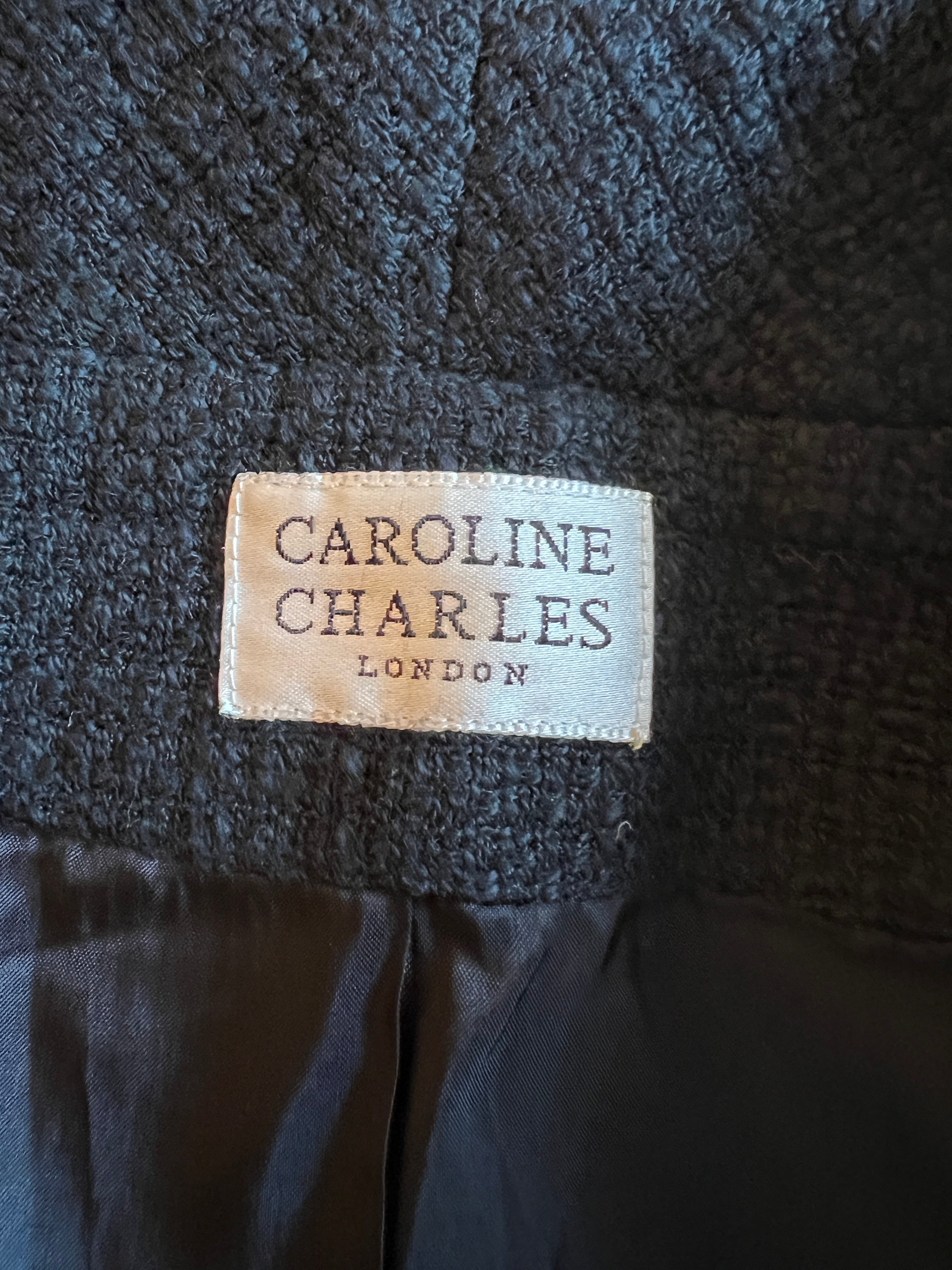 Caroline Charles London Black Tweed Jacket UK 14