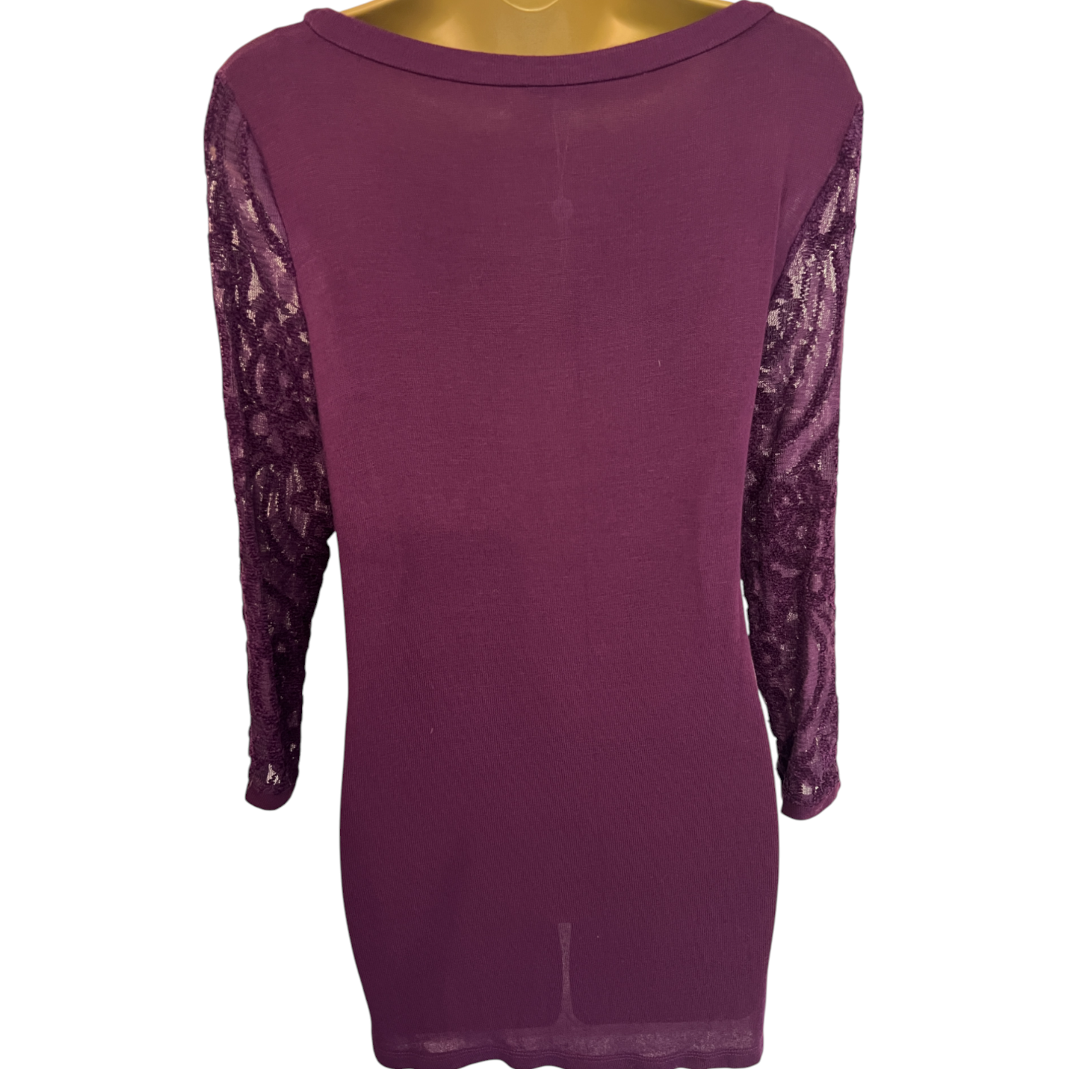 Country Casuals Purple Lace Sleeves Knit Top UK 8