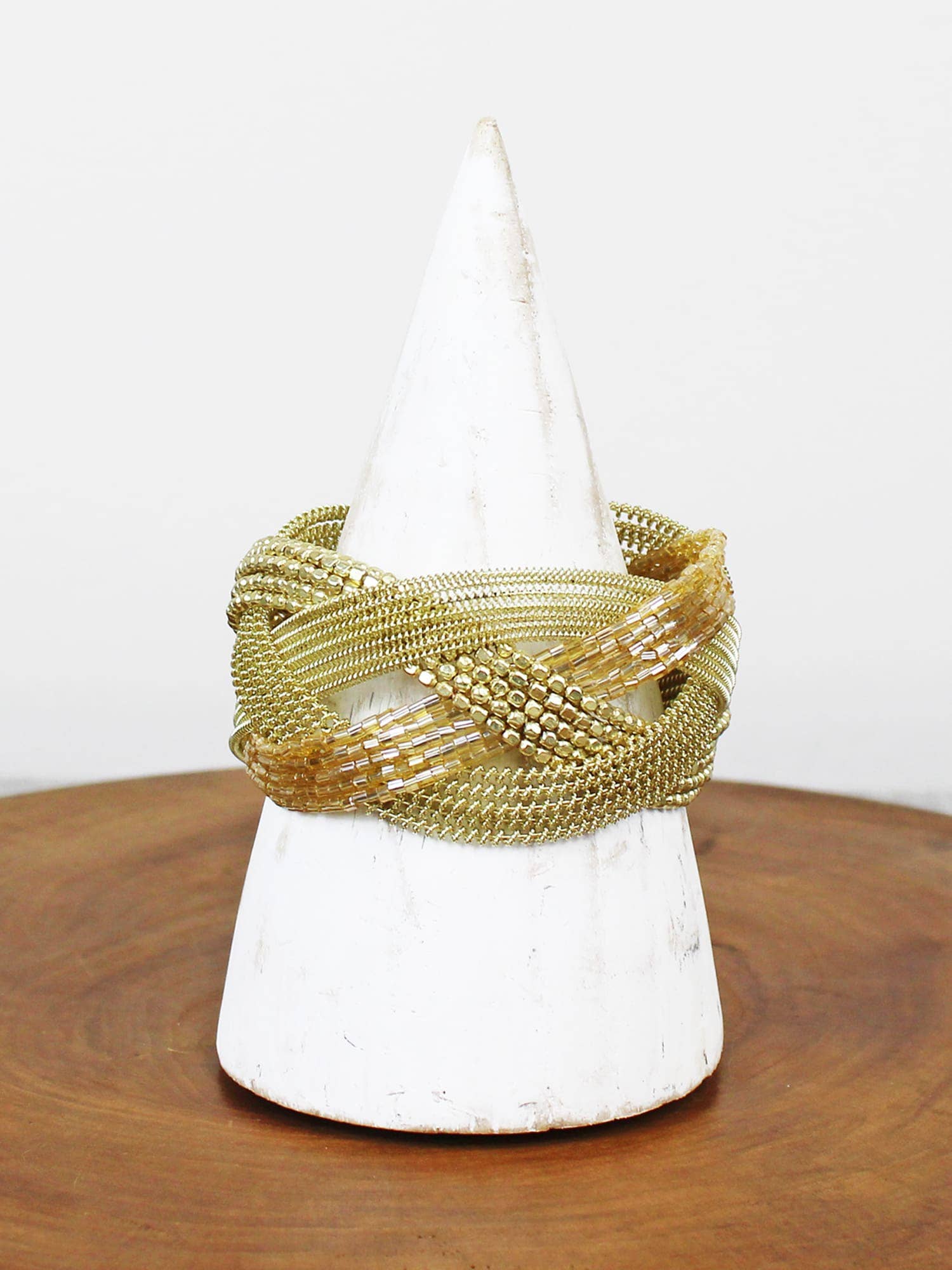Gold Plated Bead Cuff Bracelet