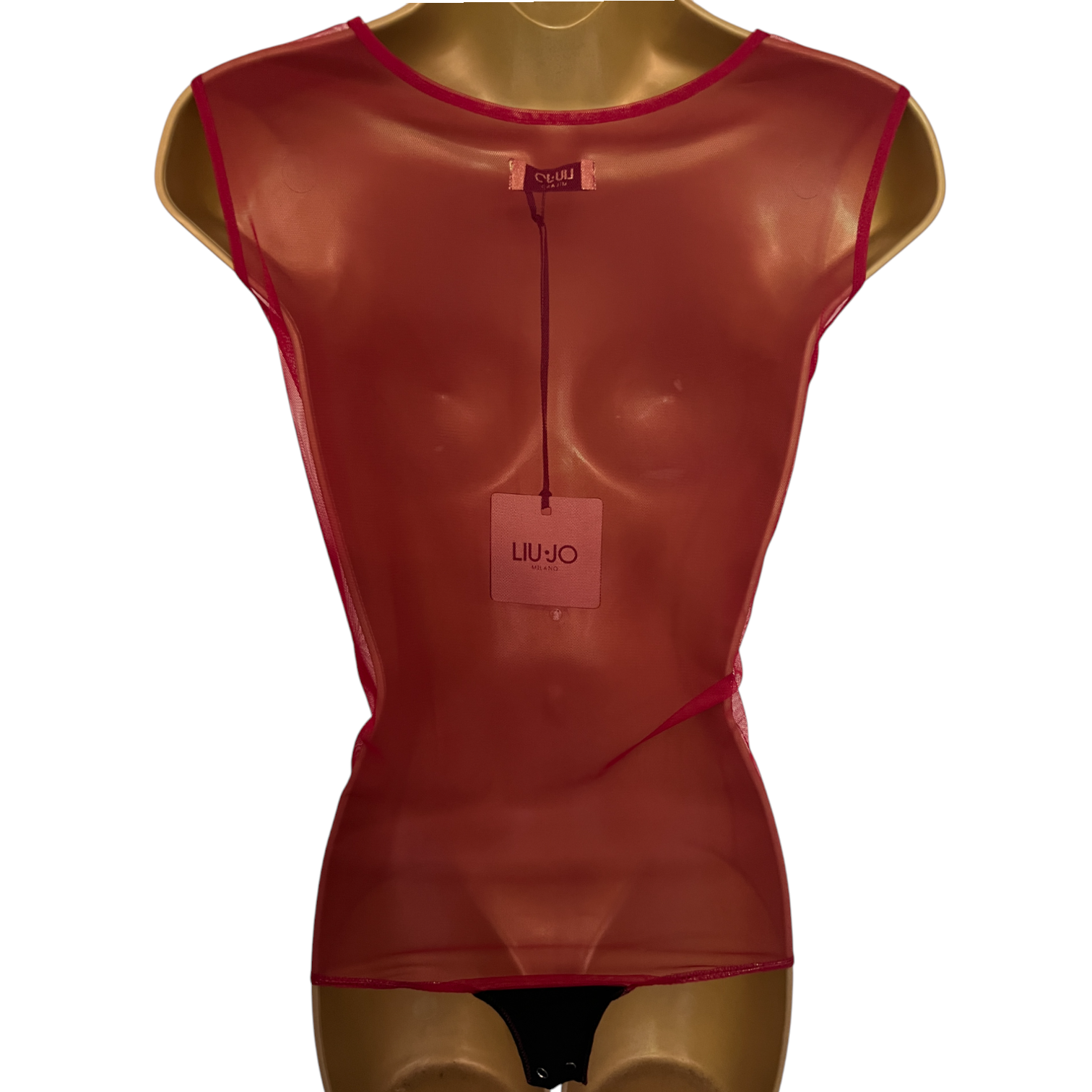 Liu Jo Red Sheer Mesh Sleeveless Bodysuit UK 14