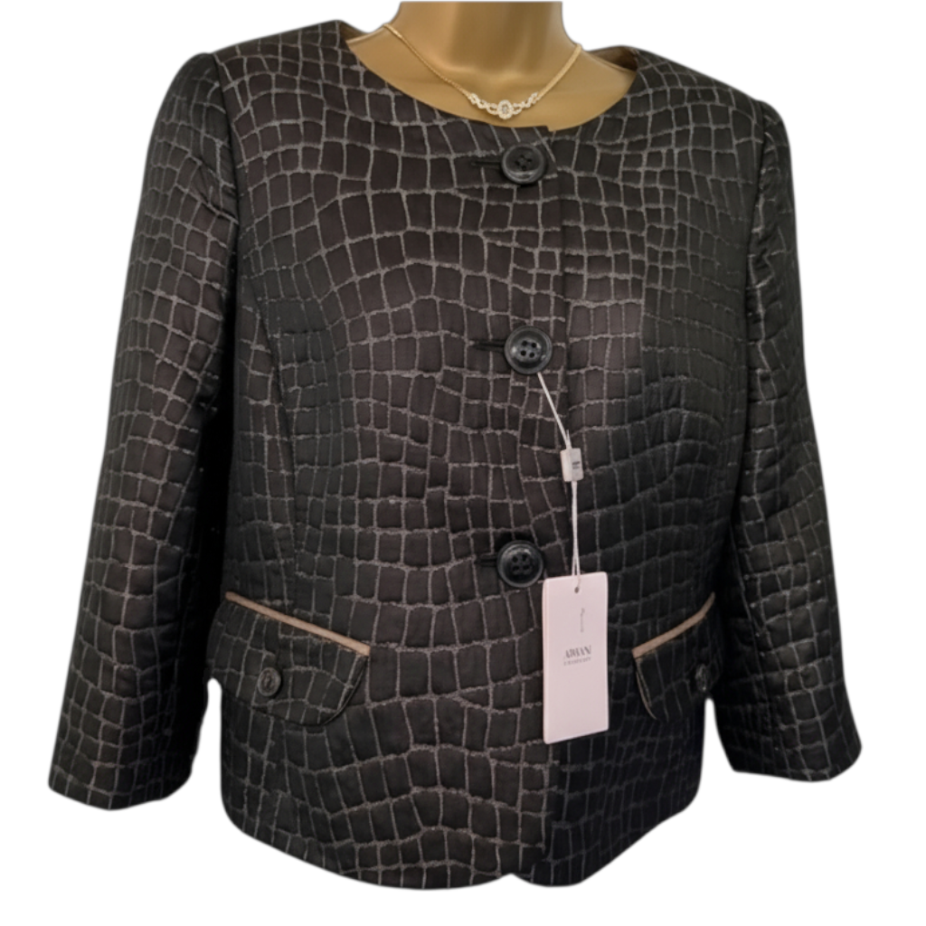 Armani Collezioni Black Gold Thread Jacquard Jacket UK 12