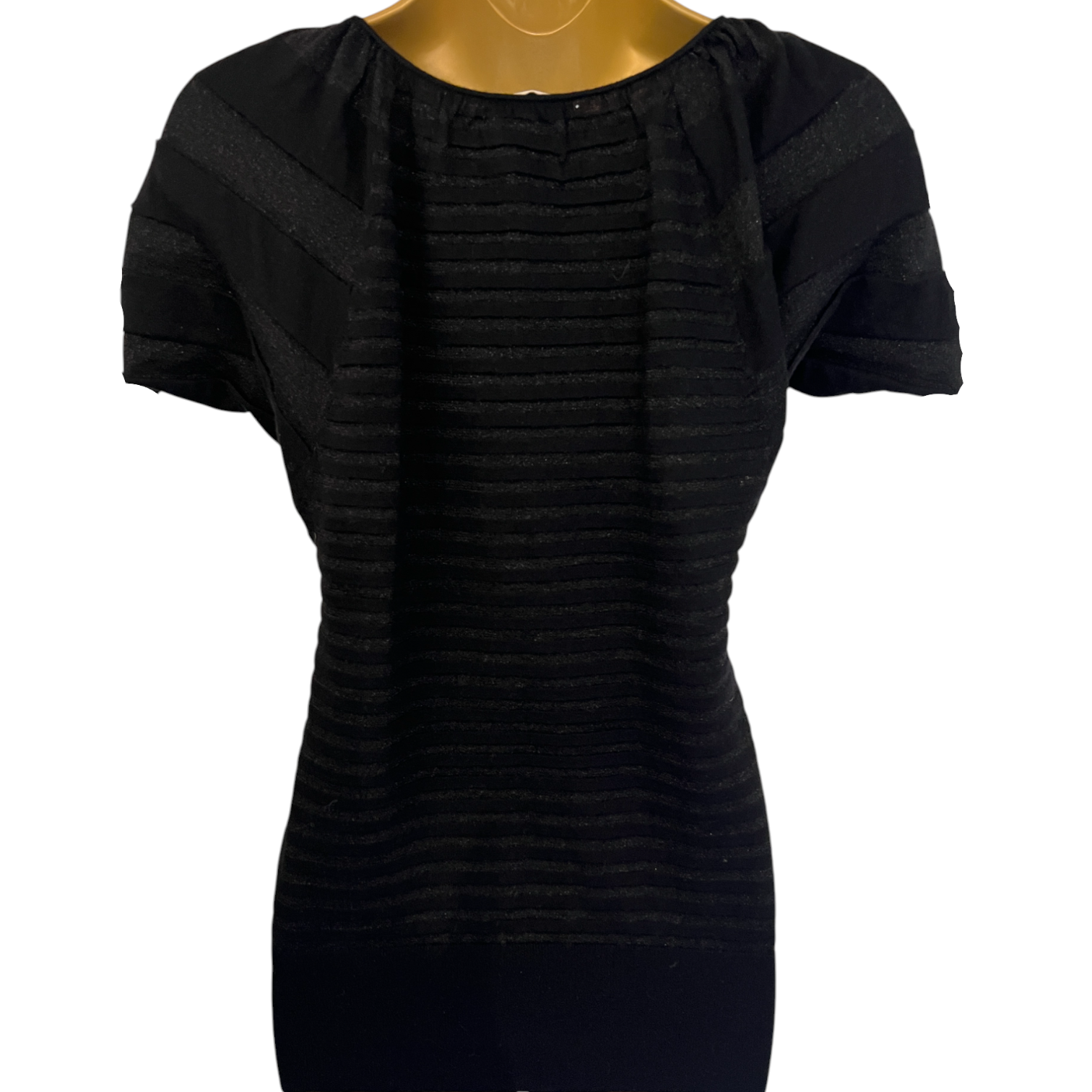 Karen Millen Black Sparkle Cashmere Wool Ribbed Top UK 8