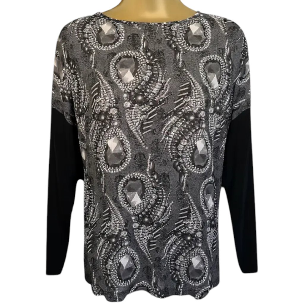 Bitte Kai Rand Grey Black Long Sleeve Top UK 8/10