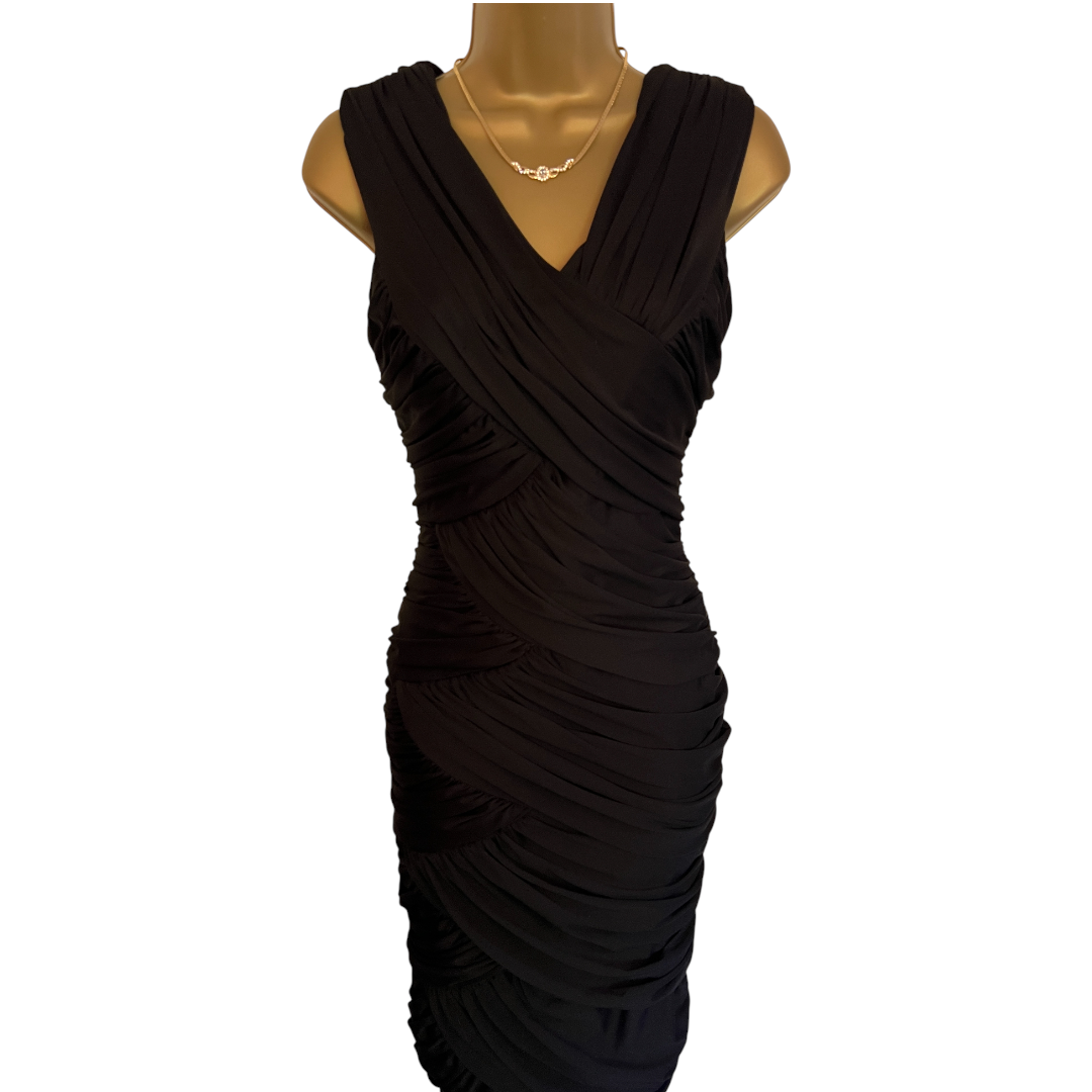 Phase Eight Womens Black Ruched Bodycon Dress UK 14