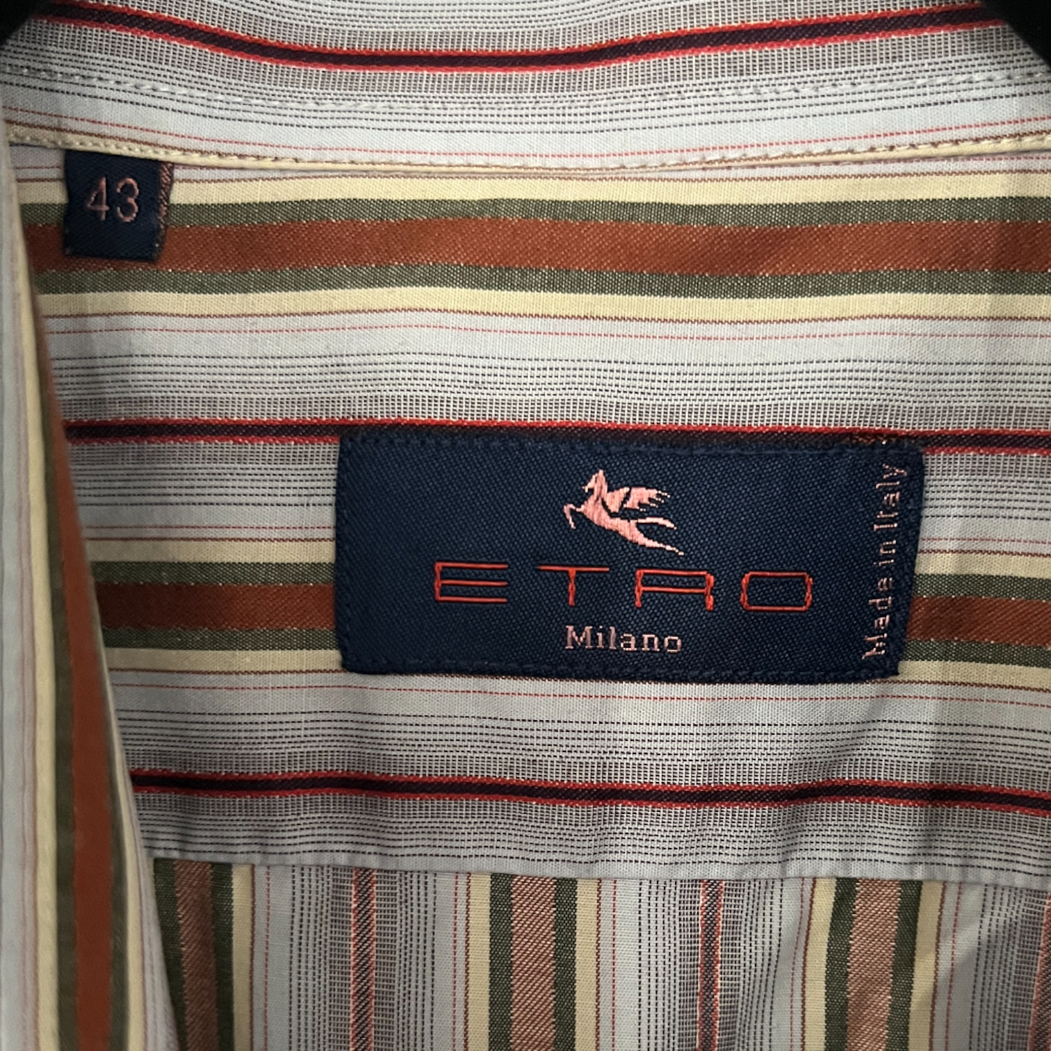 Etro Multicoloured Striped Cotton Shirt Size 43