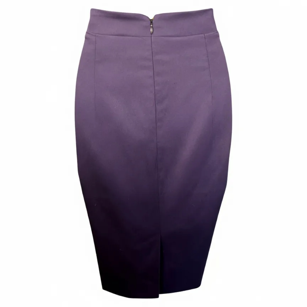 Cavalli Class Purple Cotton Midi Pencil Skirt UK 10