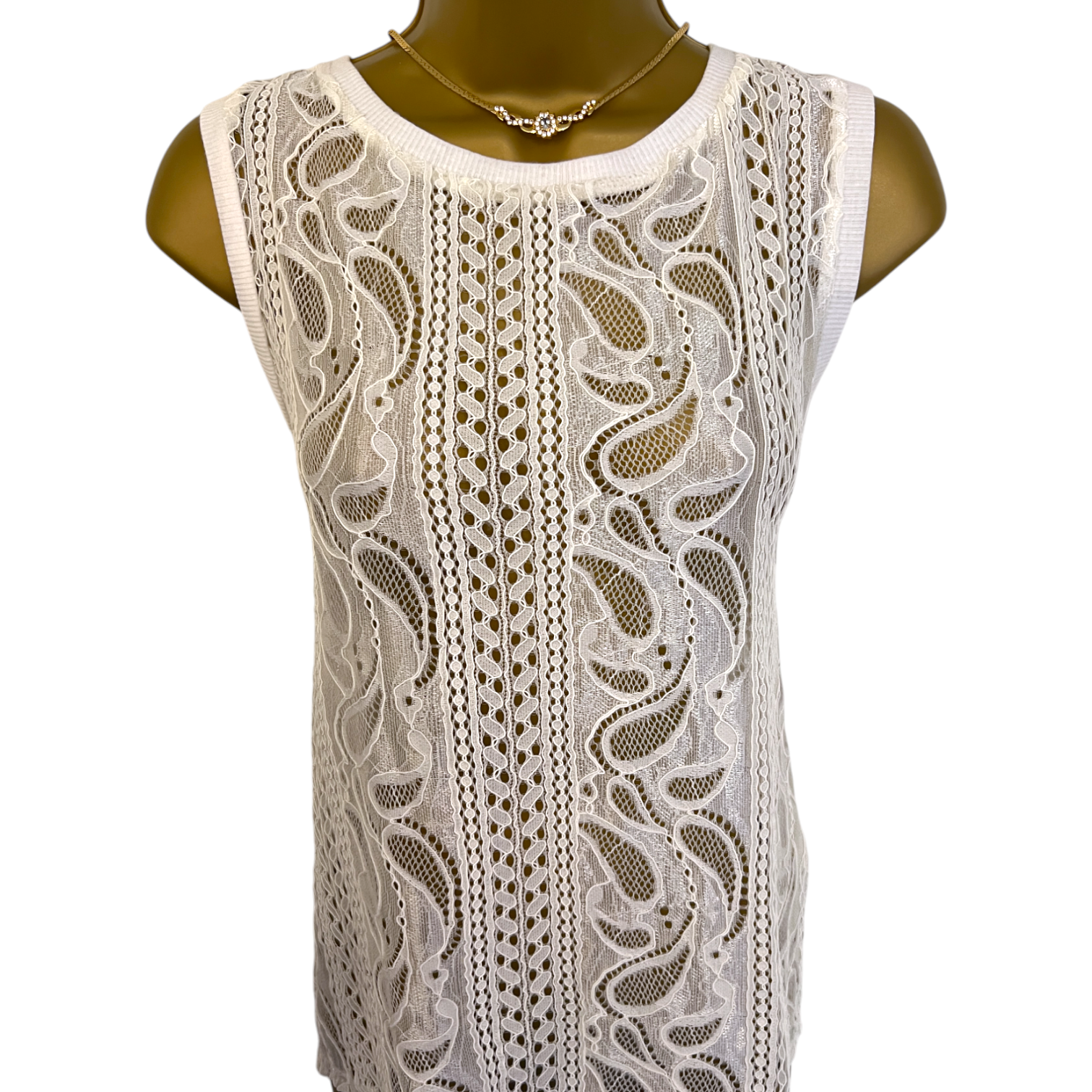 Numph White Lace Sleeveless Top UK 10