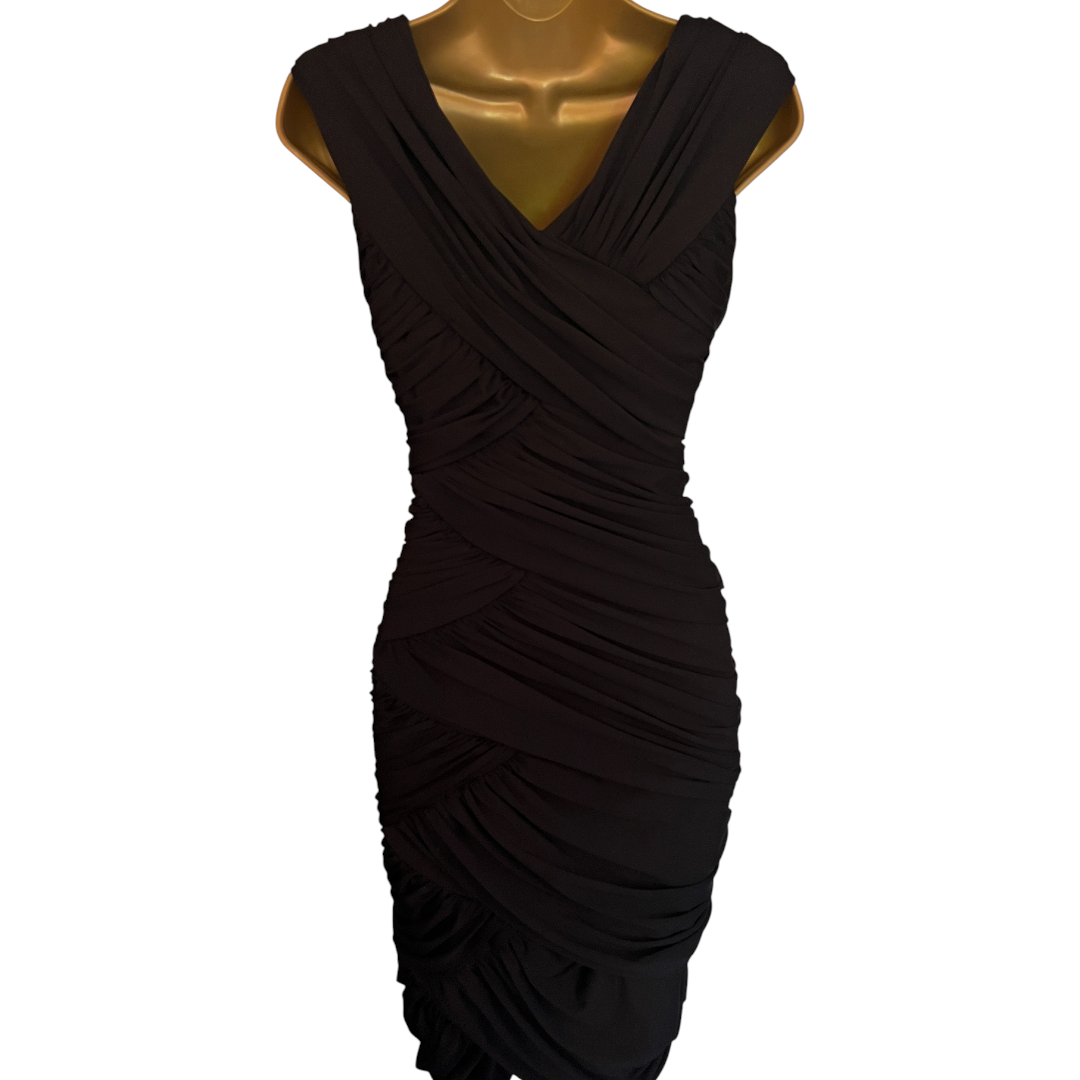 Phase Eight Womens Black Ruched Bodycon Dress UK 14