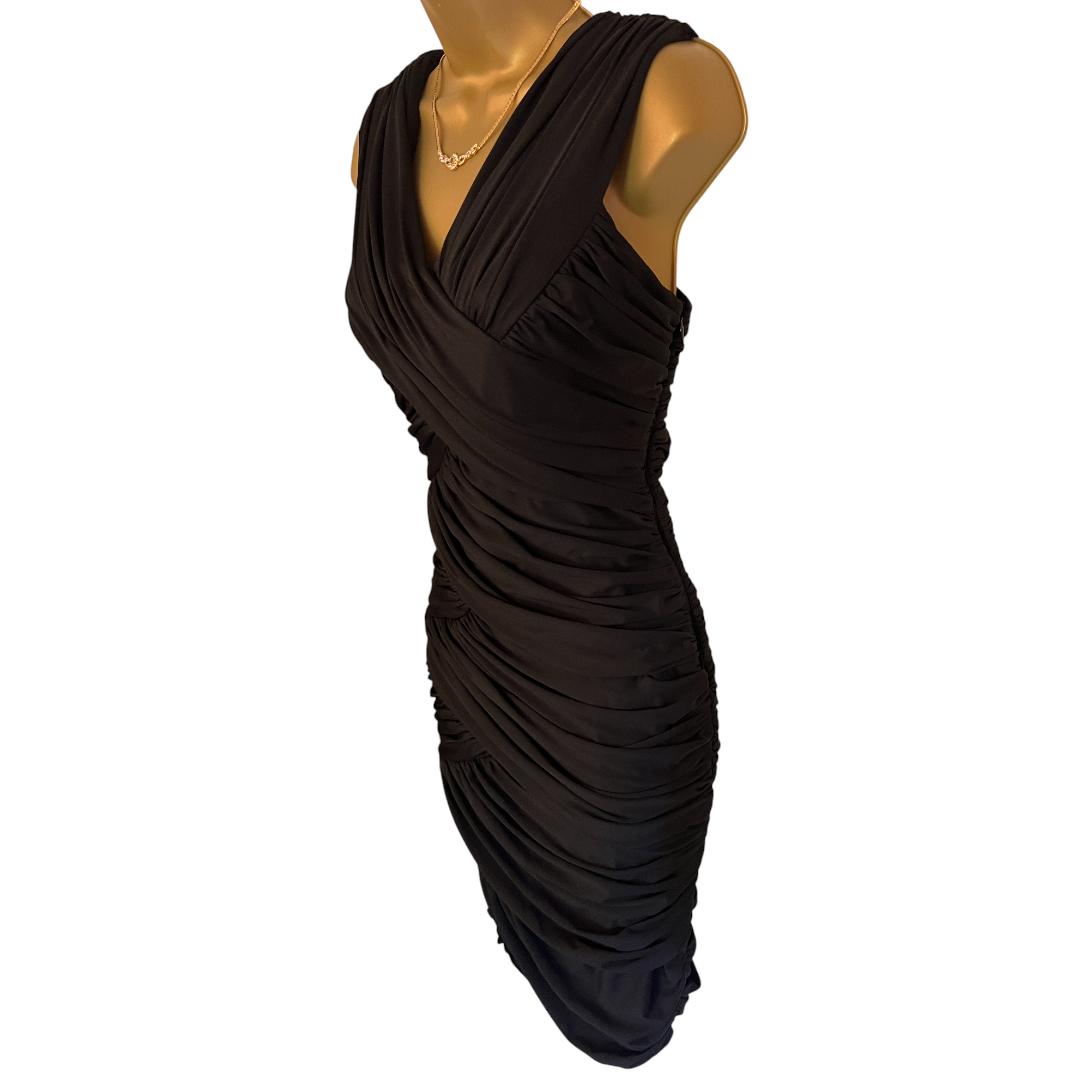 Phase Eight Womens Black Ruched Bodycon Dress UK 14