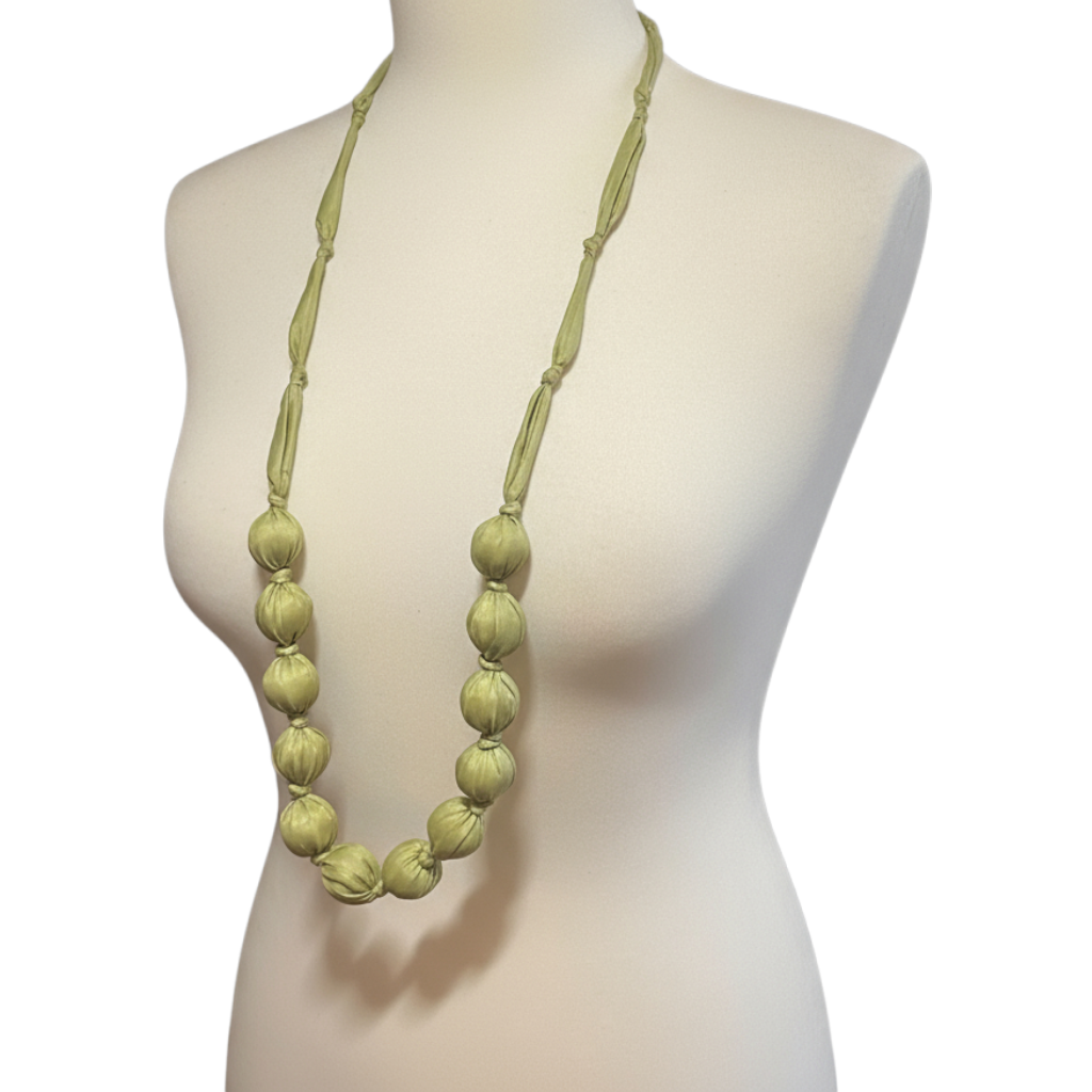 Lime Green Silk Bead Necklace