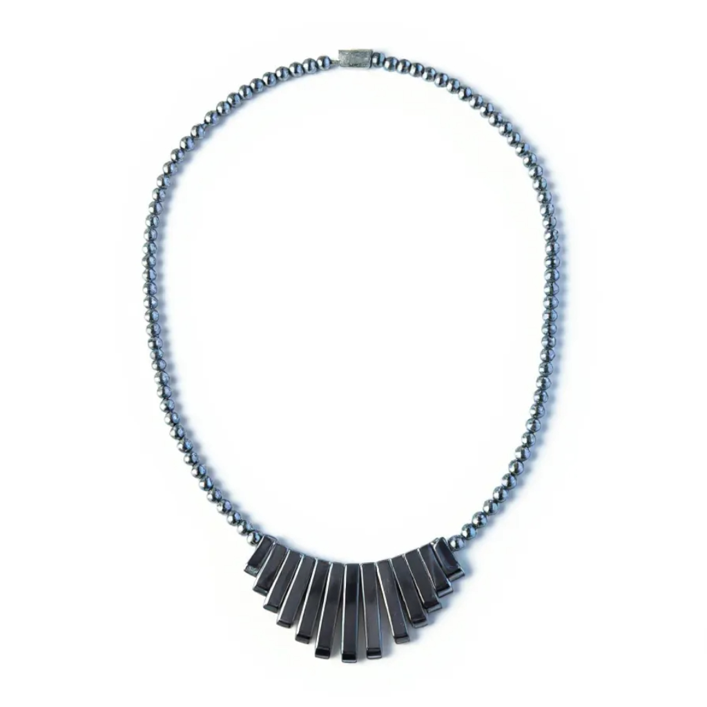 Vintage 1980's Gunmetal Grey Hematite Necklace