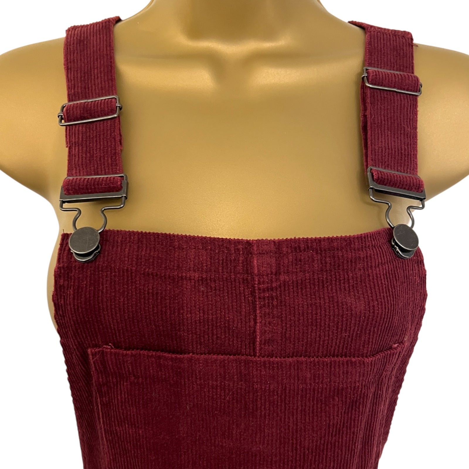 Brave Soul Cotton Burgundy Cord Mini Pinafore Dress UK 8
