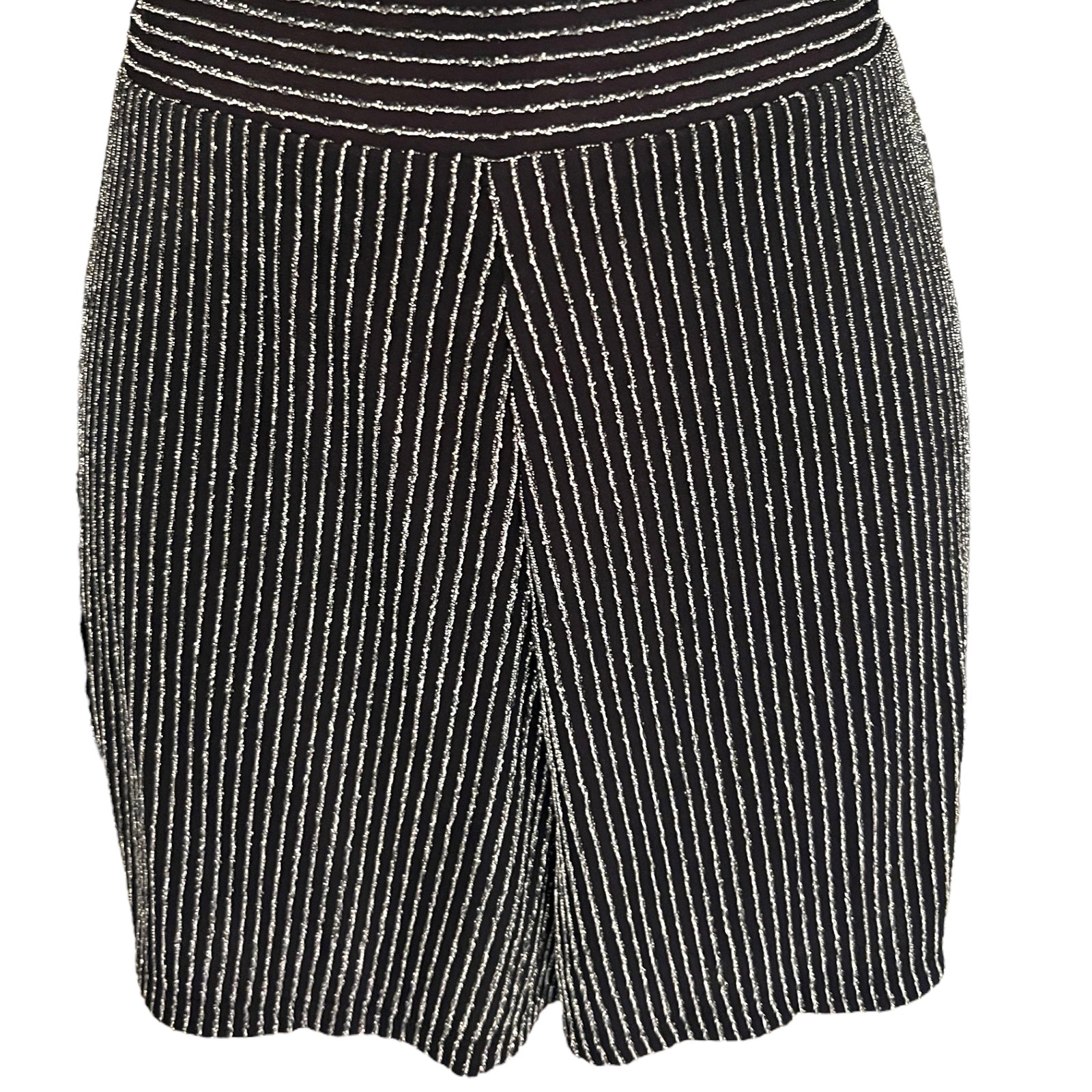 Miss Selfridge Black Silver Glitter Stripe Playsuit UK 8
