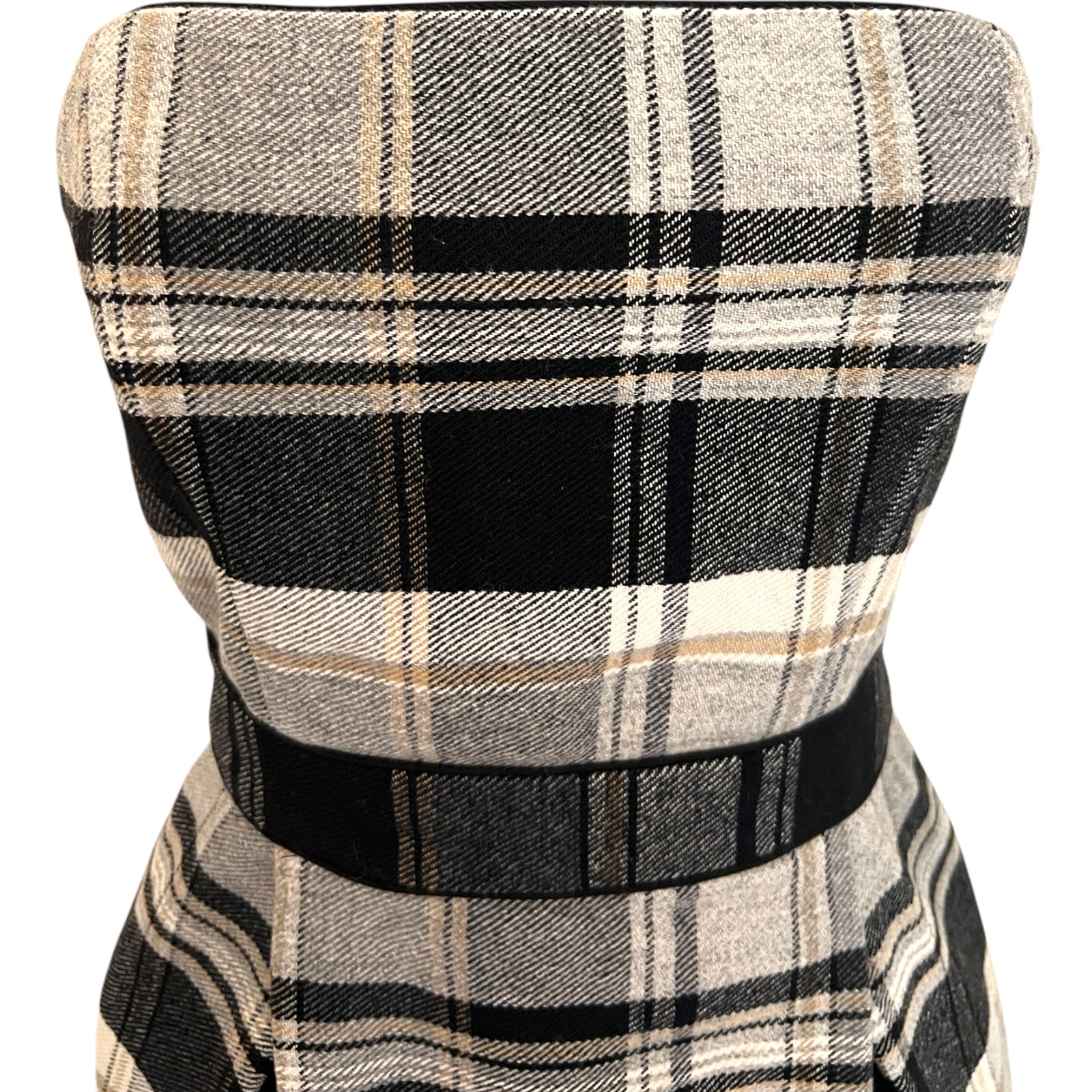 French Connection Black & GreyTartan Checked Wool Dress UK 8