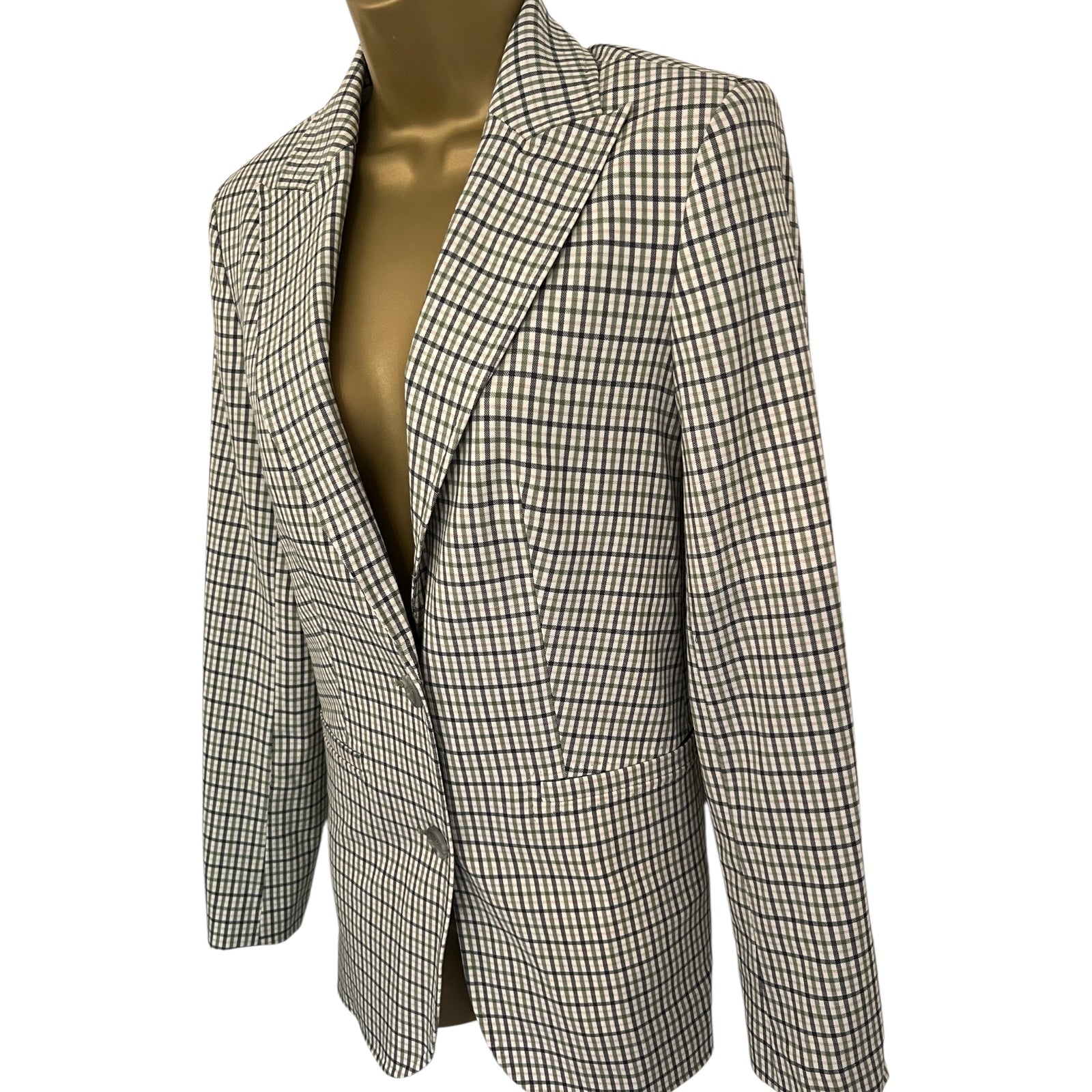 M&S Autograph Green Check Wool Jacket UK 8