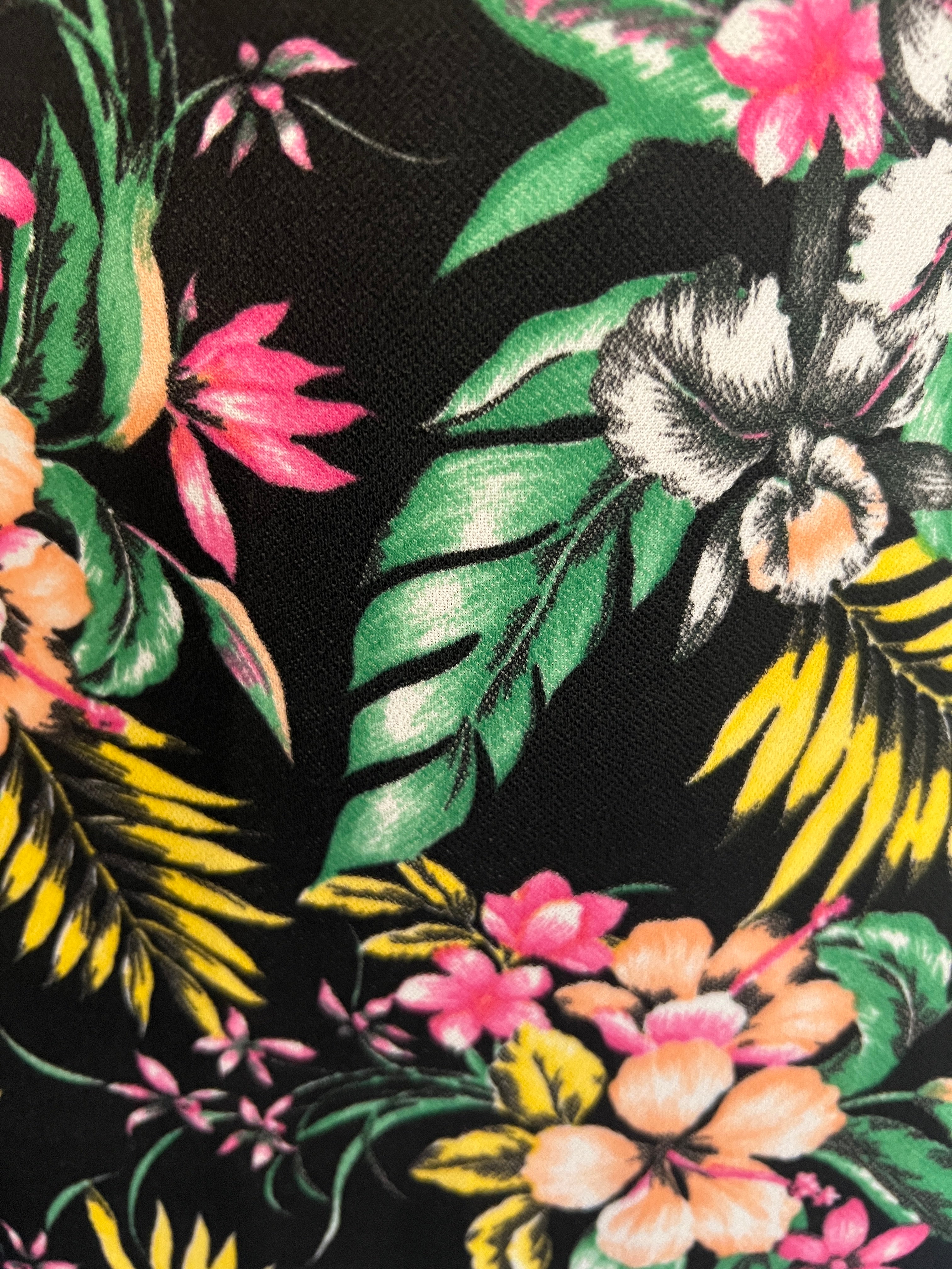 Boohoo Black Tropical Floral Bandeau Maxi Dress UK 12