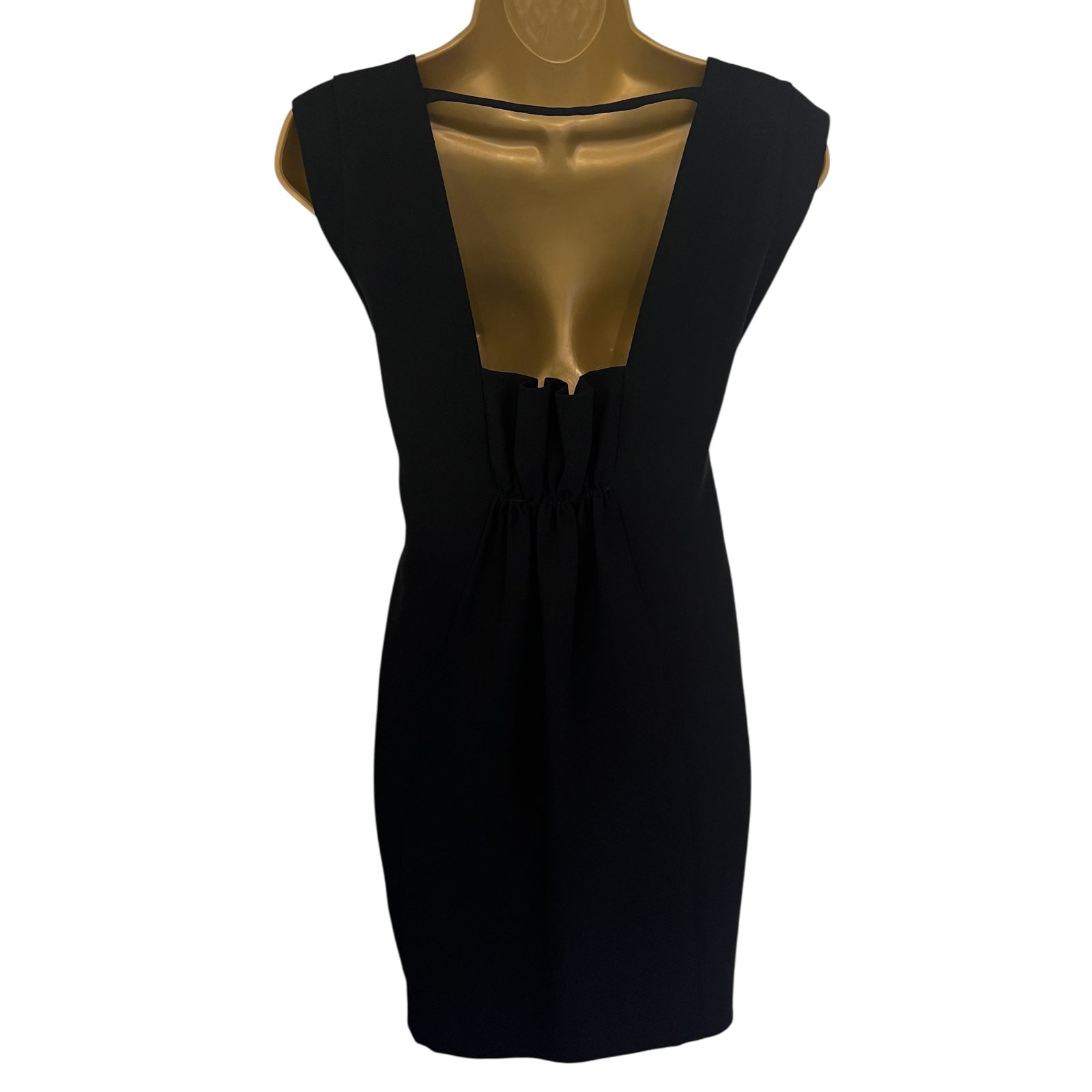Reiss Pepper Black Crepe Frill Back Mini Shift Dress Pockets UK 4