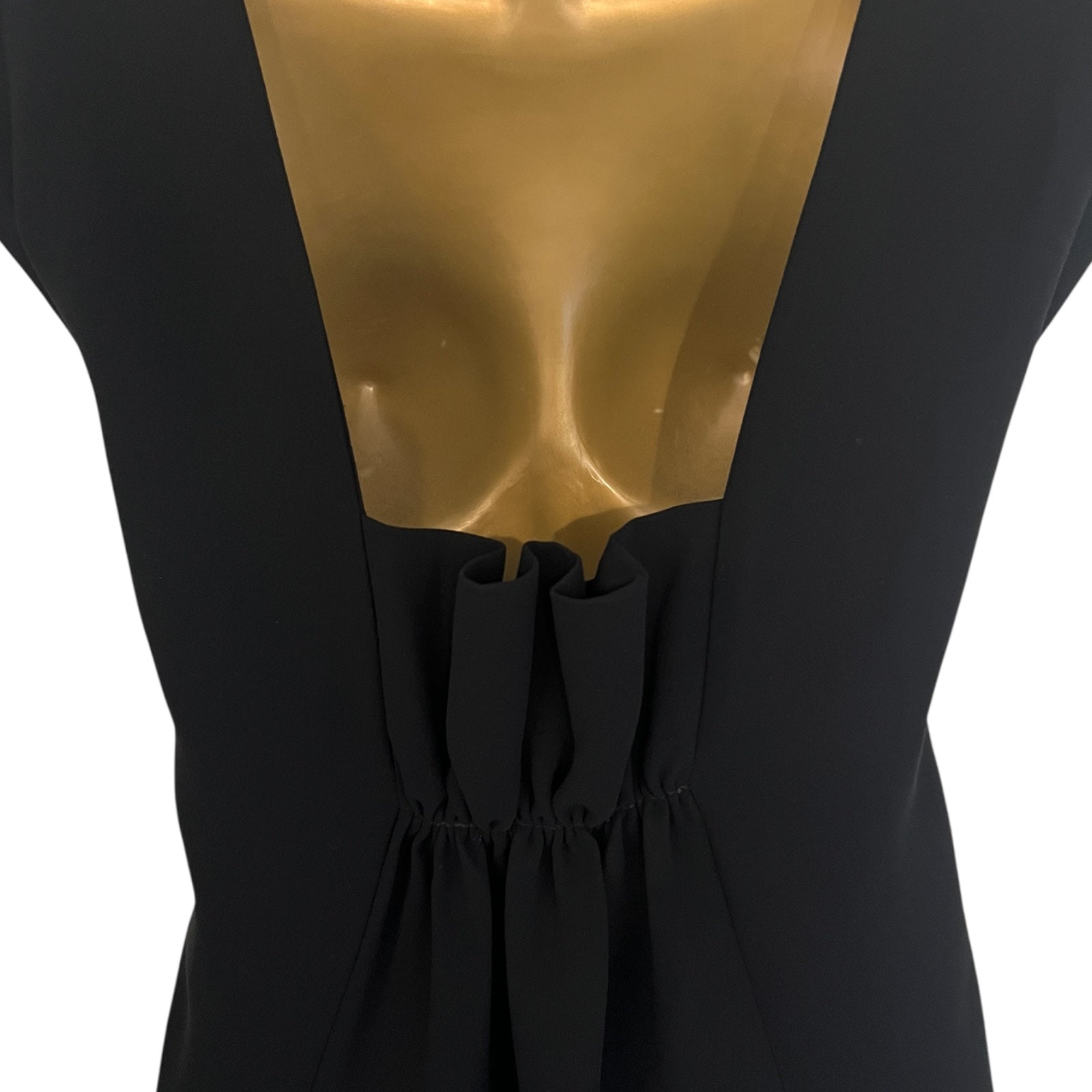 Reiss Pepper Black Crepe Frill Back Mini Shift Dress Pockets UK 4