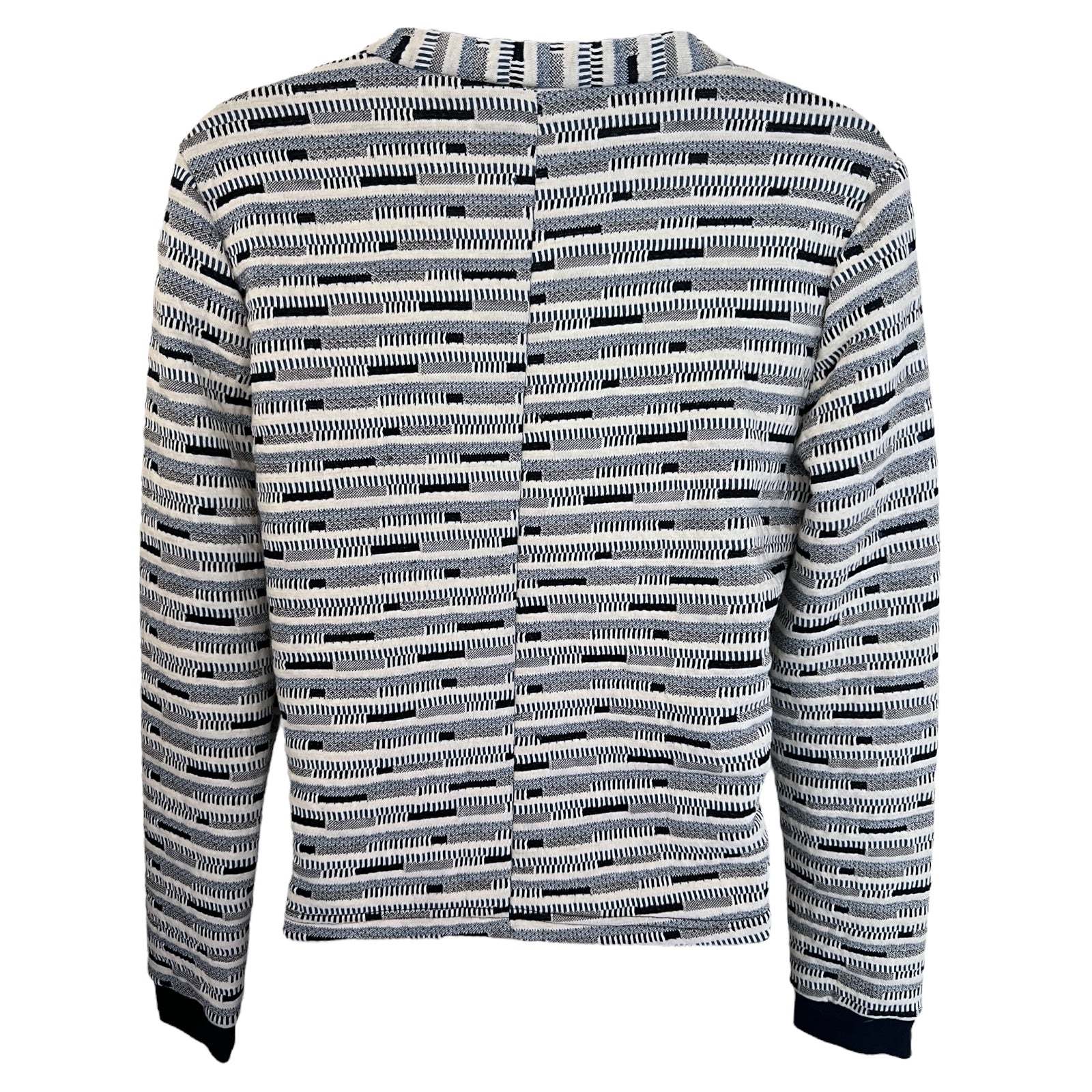 B.Young Ivory Blue Black Cotton Cardigan UK 10