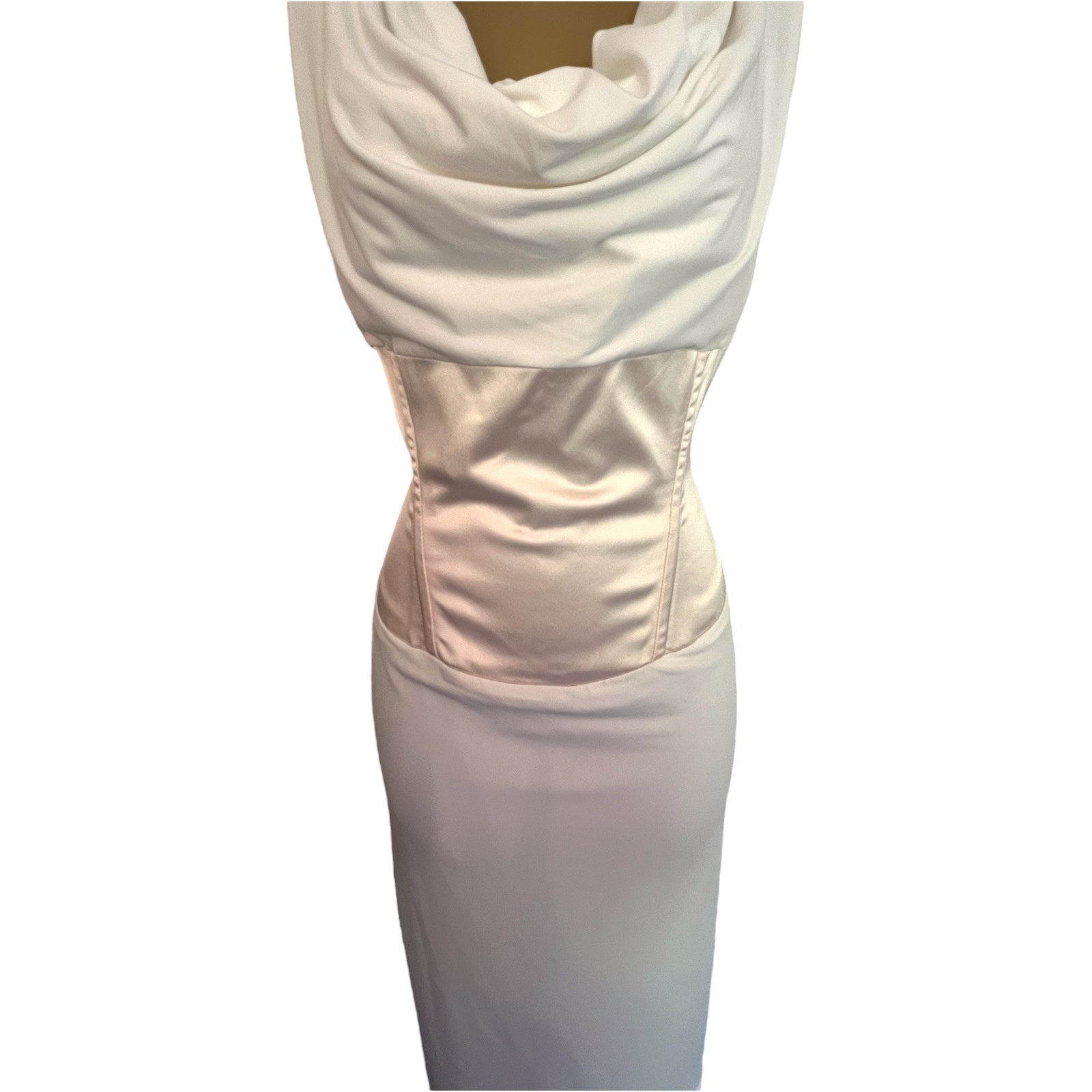 The Pretty Dress Company Cream Blush Satin Dress UK 14