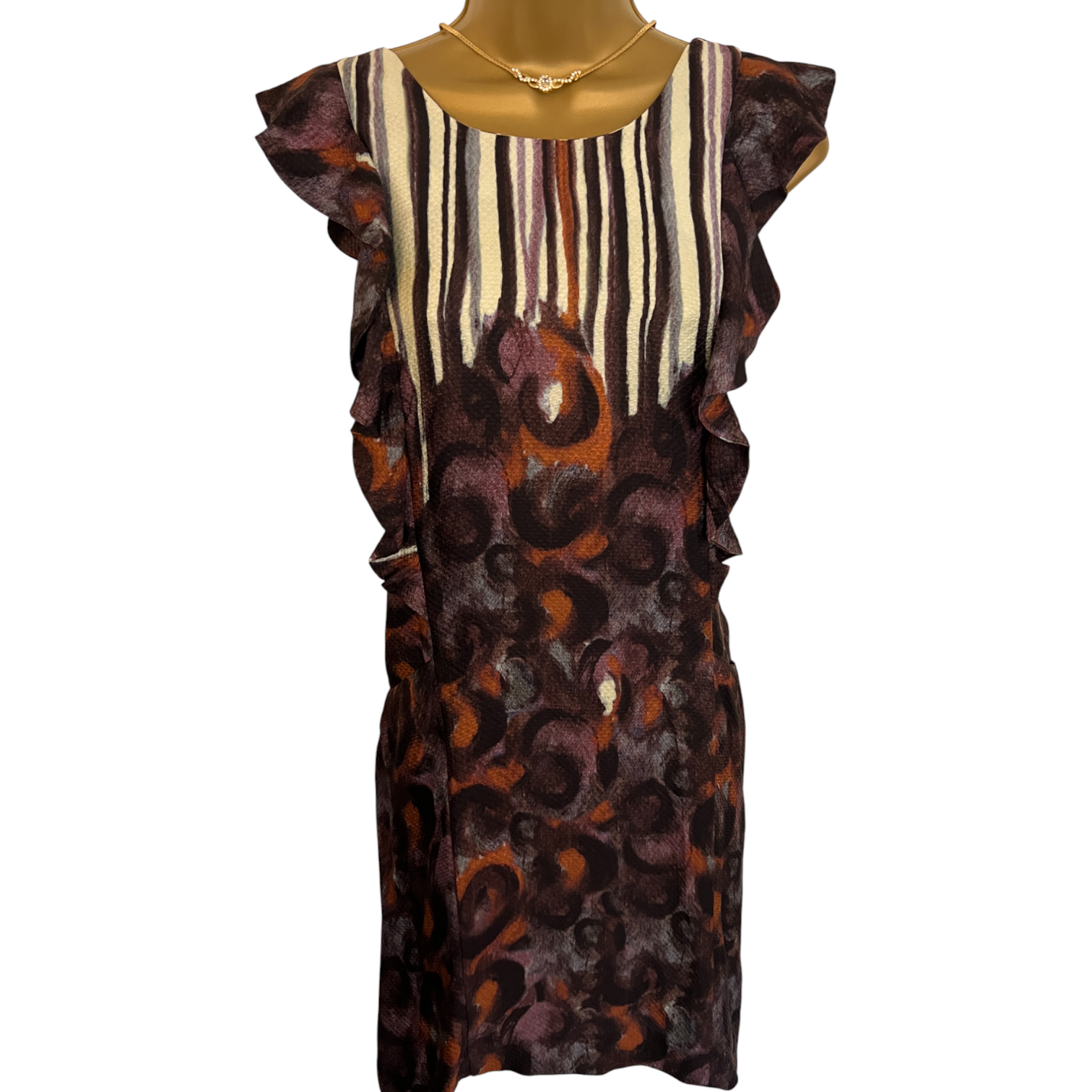 Whistles Silk Tunic Frill Front Sleeveless Dress UK 8
