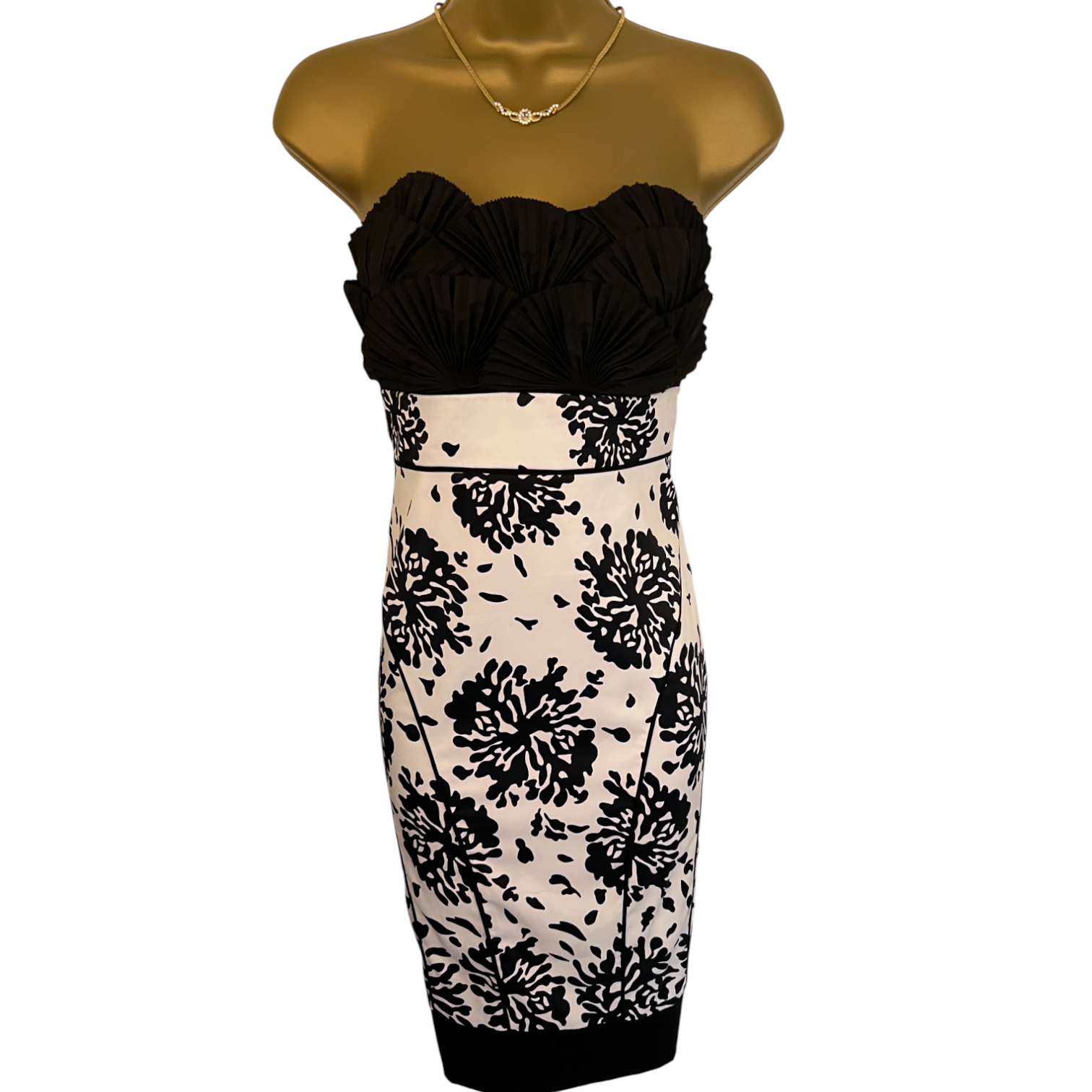Kate Cooper Black White Scallop Satin Dress UK 8