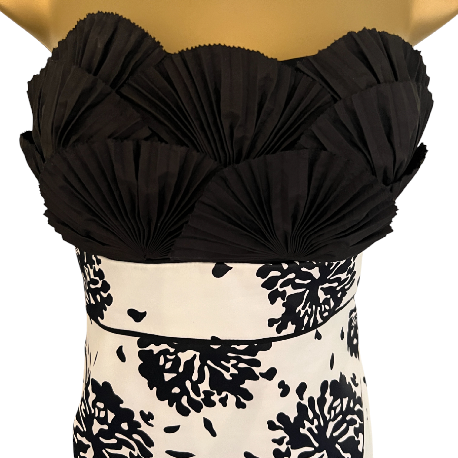 Kate Cooper Black White Scallop Satin Dress UK 8