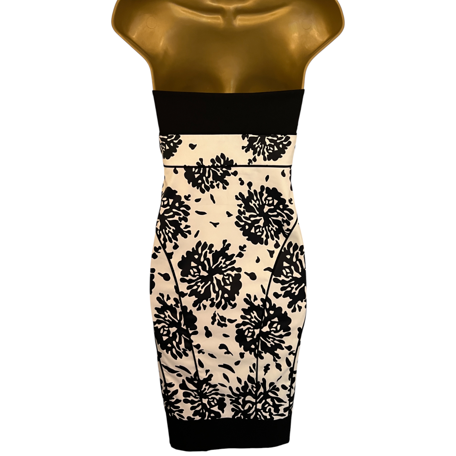 Kate Cooper Black White Scallop Satin Dress UK 8