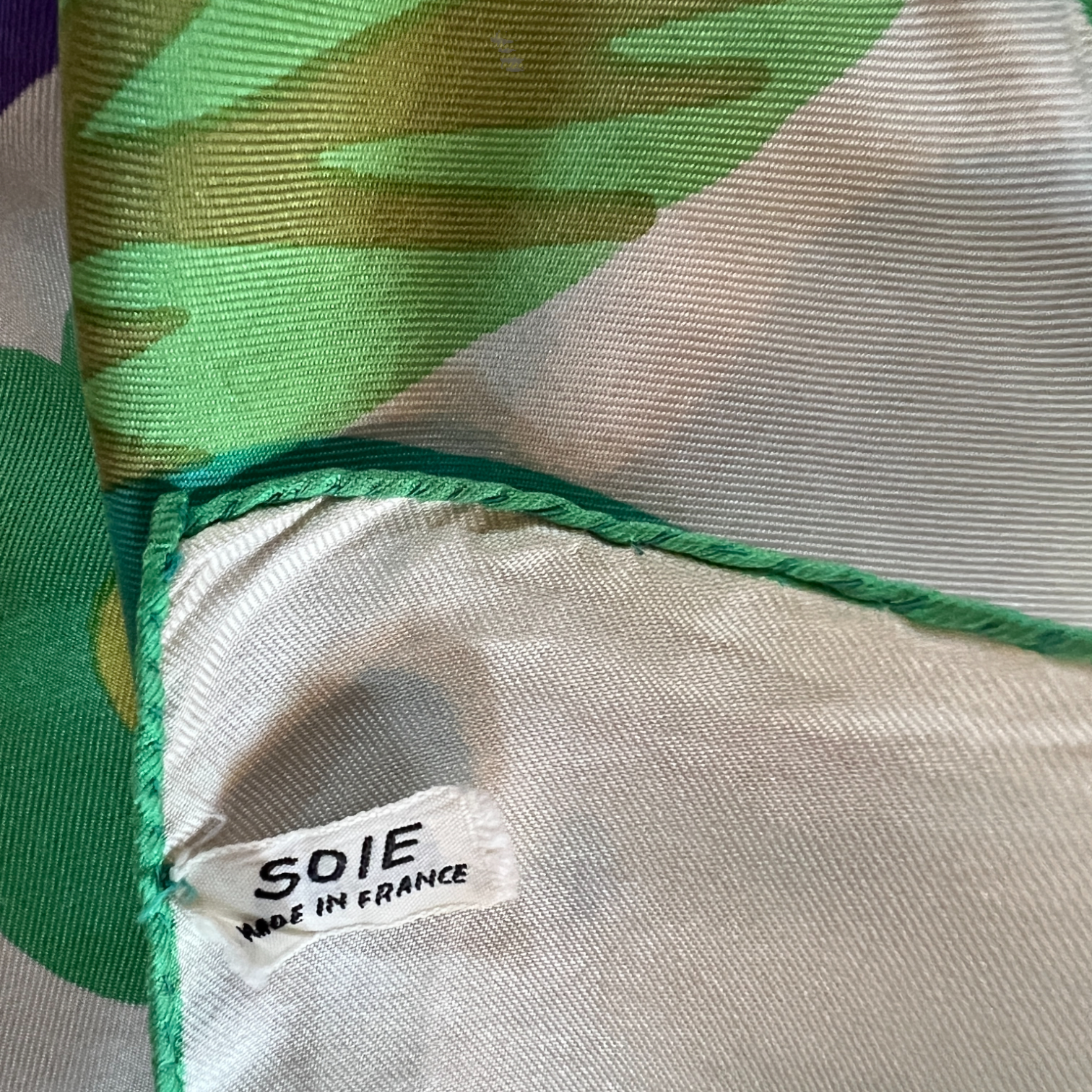 Jeanne Lanvin Rare Vintage Greens & Cream Silk Floral Scarf