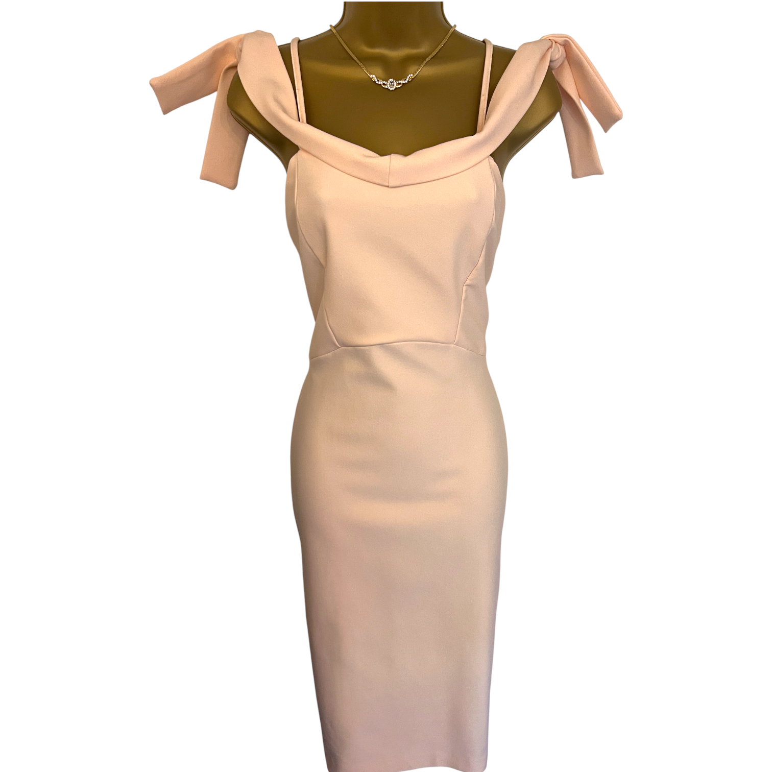 River Island Peach Bardot Off The Shoulder Dress UK 12