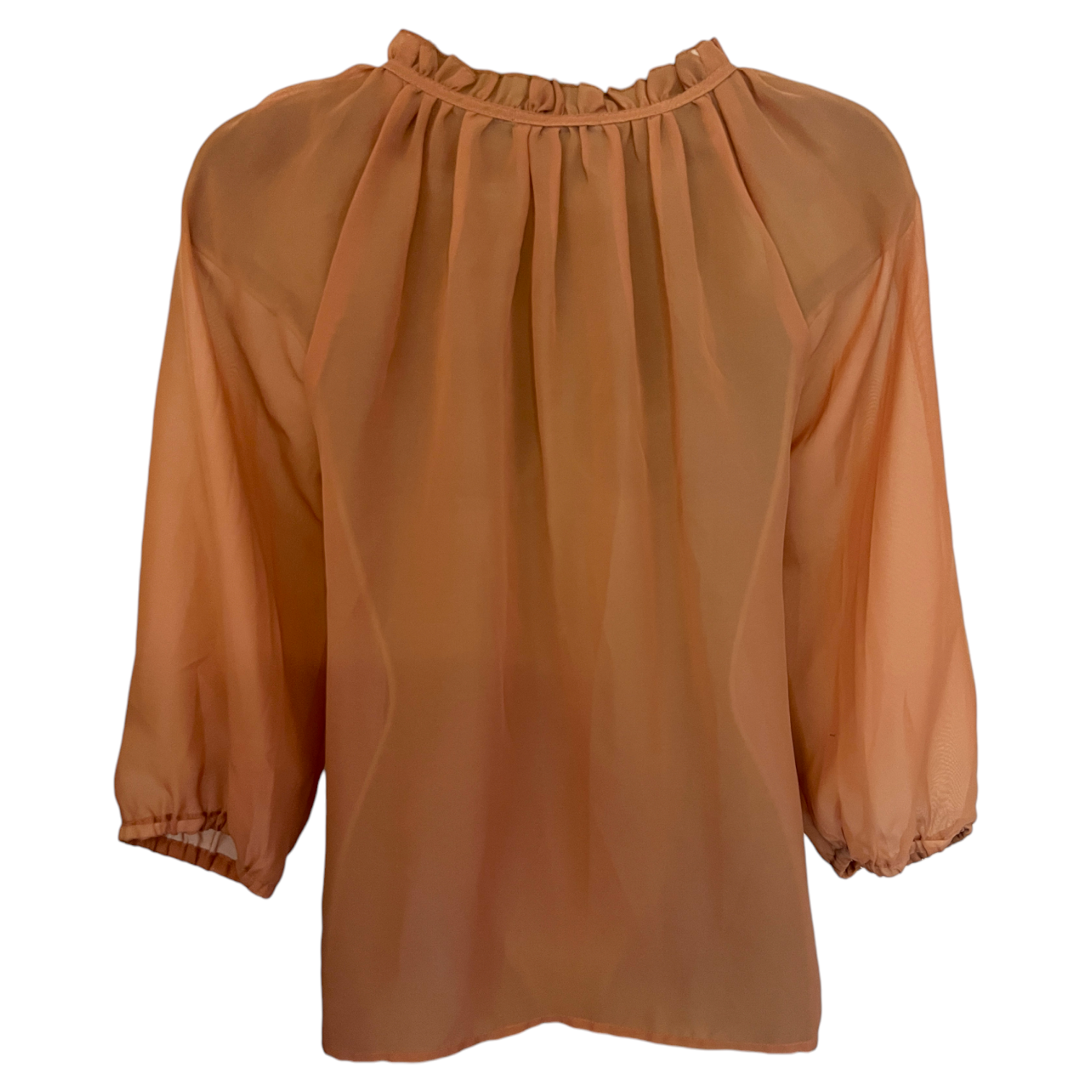 Soaked In Luxury Terracotta Sheer Chiffon Loose Fit Blouse  UK 8