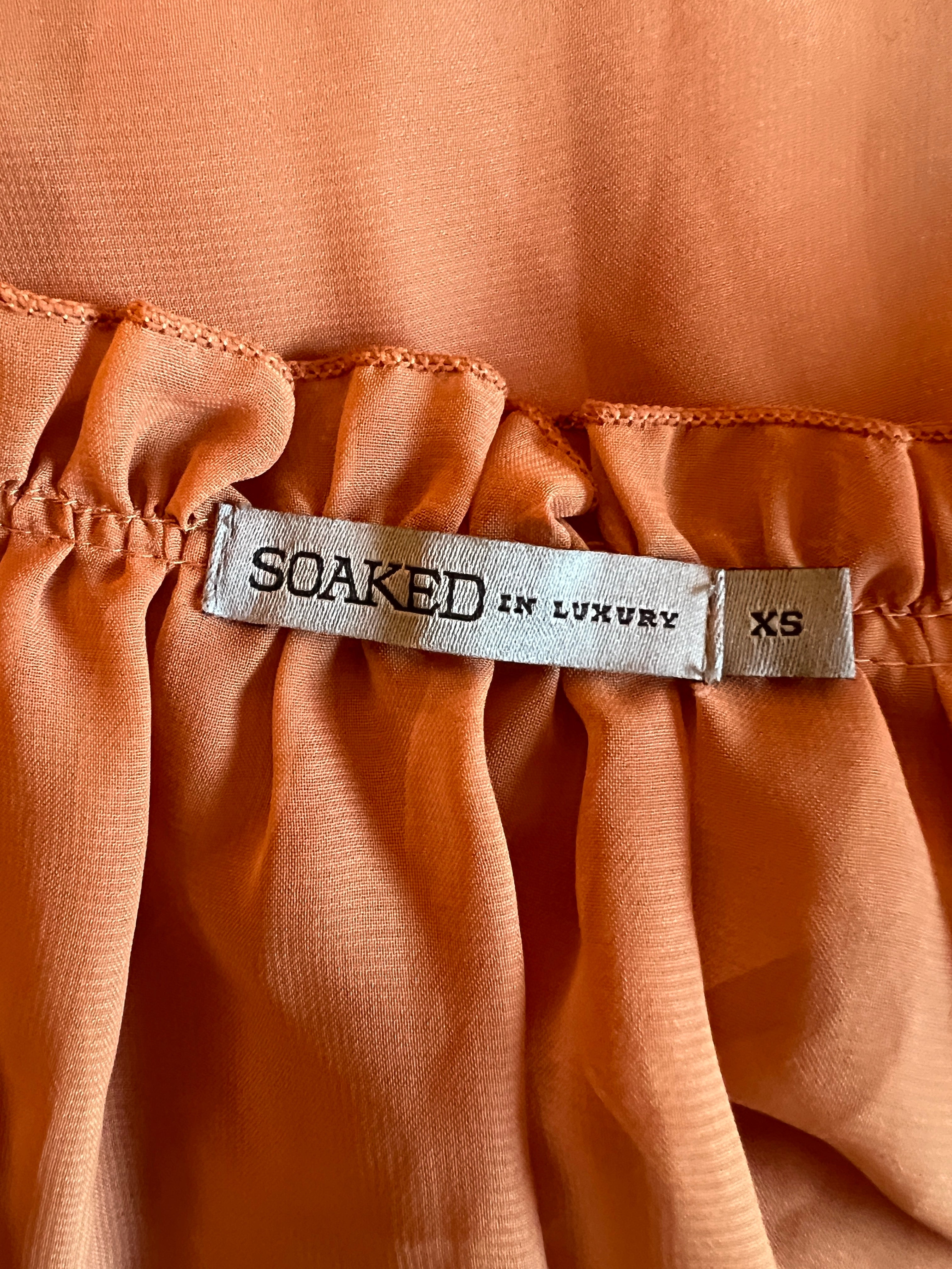 Soaked In Luxury Terracotta Sheer Chiffon Loose Fit Blouse  UK 8